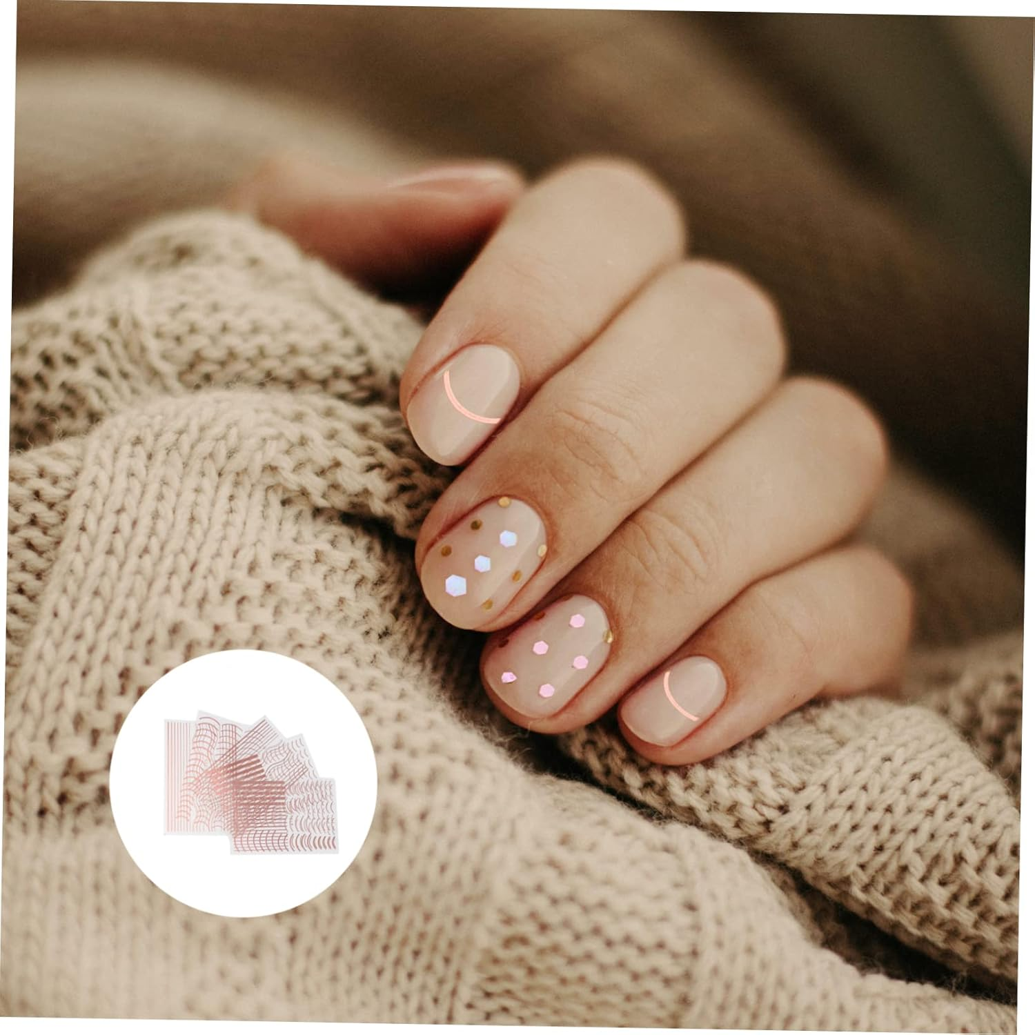 6Pcs Nail Art Stickers Women DIY Nail Decors Simple Decals for Girls Boys and Girls image number 4