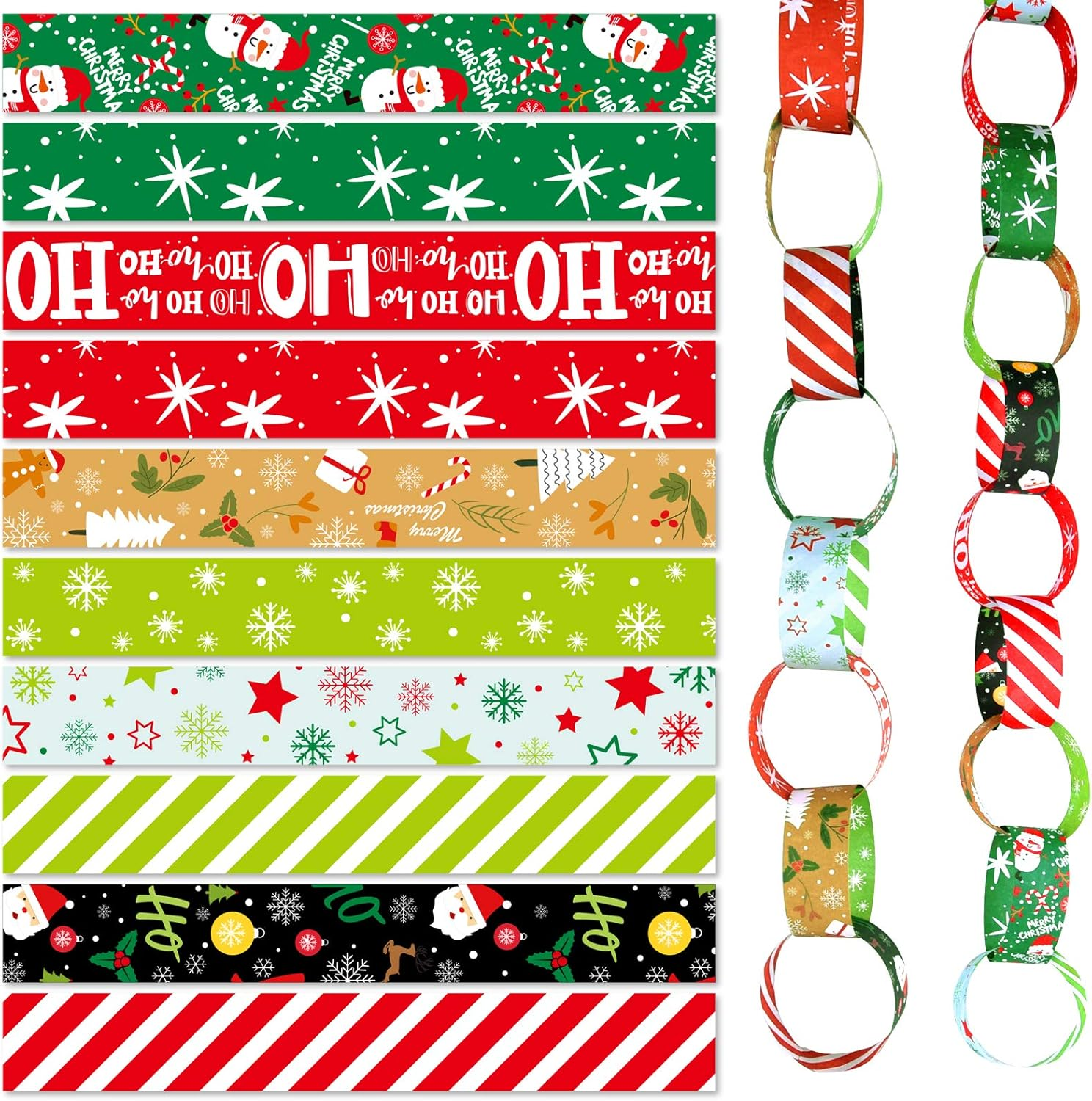 ASTARON 300Pcs Christmas Paper Chains Festive Printed Creative Paper Decorations image number 1