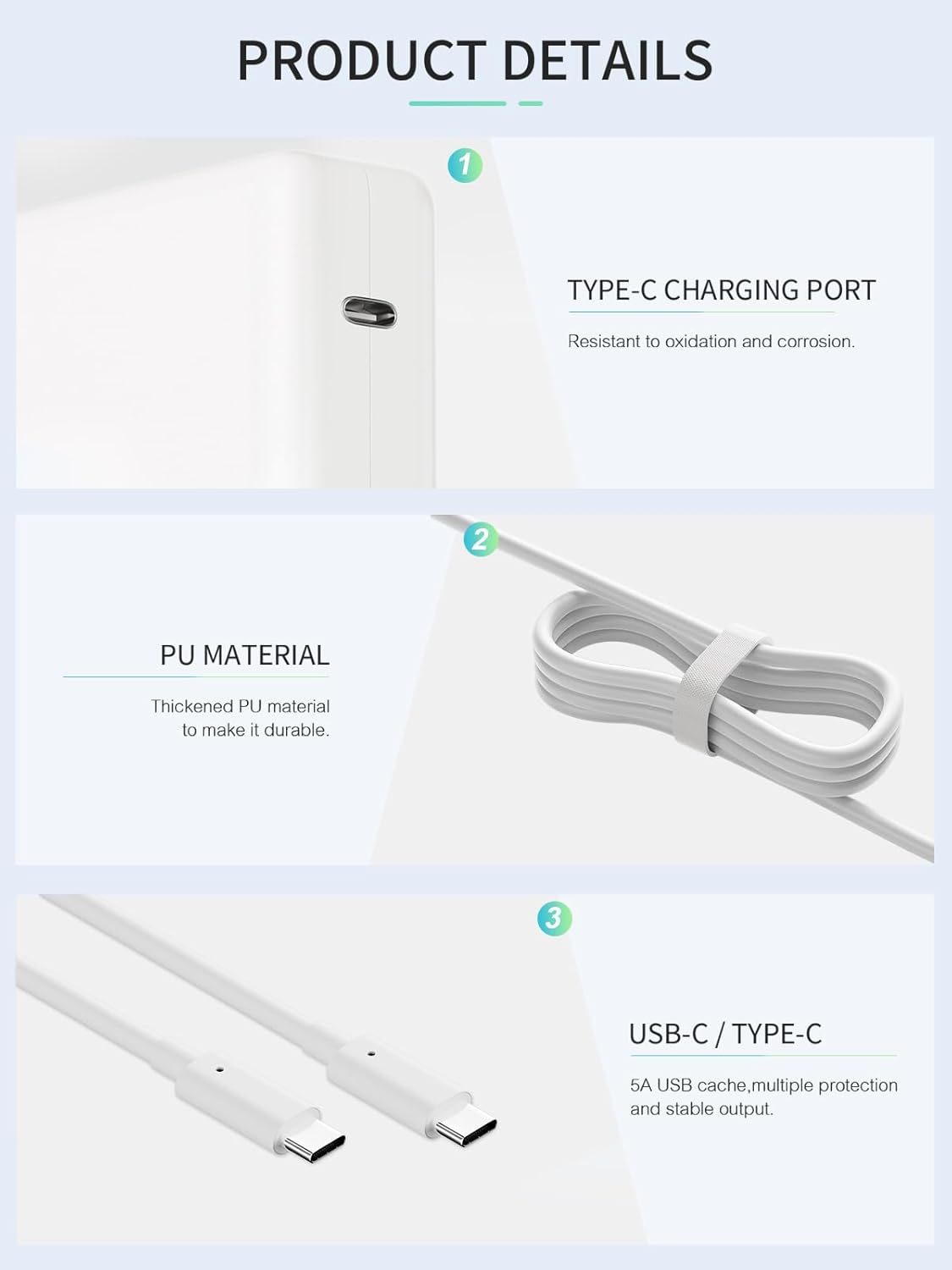 Macbook Pro Charger 96W USB-C Power Adapter for Macbook Pro Macbook Air 13 13.6 14 15 16 Inch, Fit for Mac Book Laptop Retina M1 M2 M3 M4 2025 2024 2023 2022 2021 2020 2019 2018 Fast Charging Charger image number 6