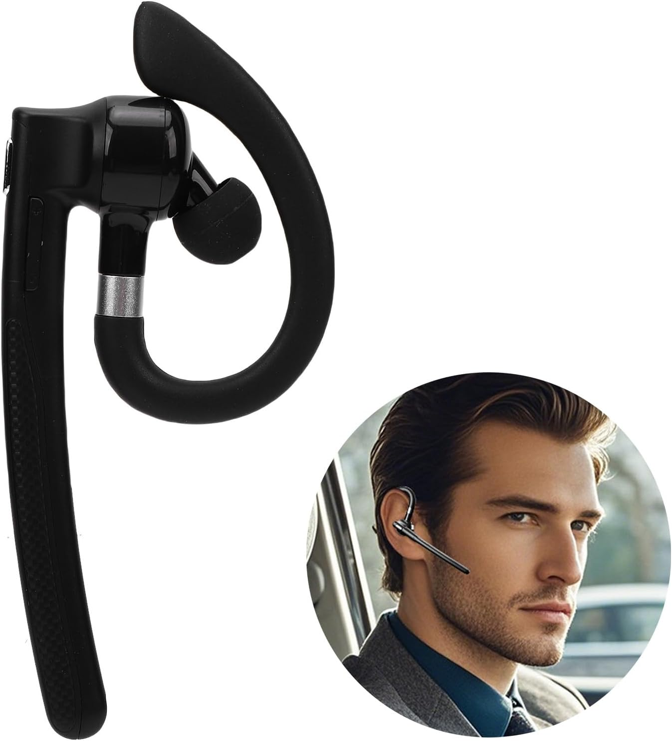 Asixxsix Headset, AI Earbud with 144 Languages Translation 2 Mic ENC Noise Cancelling, 6H Talk Time 500Mah Charging Case LED Display, for Trucker Business Travel PC Laptop image number 2