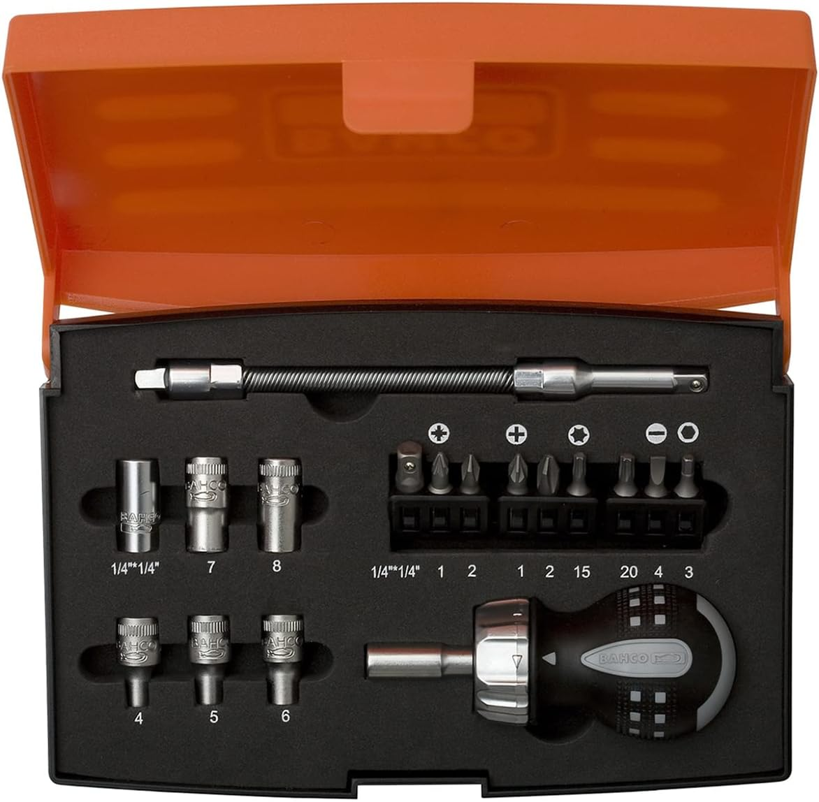 Bahco 808050S-22 Stubby Ratchet Screwdriver Set, 22-Piece
