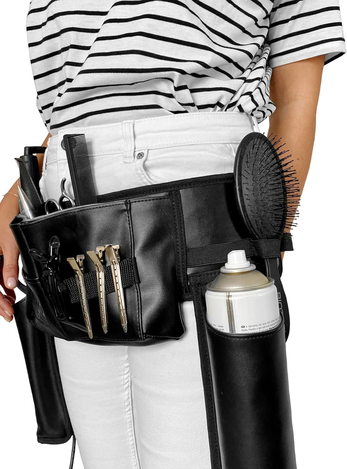 Professional Hair Stylist & Hairdresser Working Belt: Efficient Tool Organization & Workflow Enhancement with Thermal Pocket for Curling Irons Hair Dryers, & Hairspray - Ideal for On-The-Go Stylists image number 5