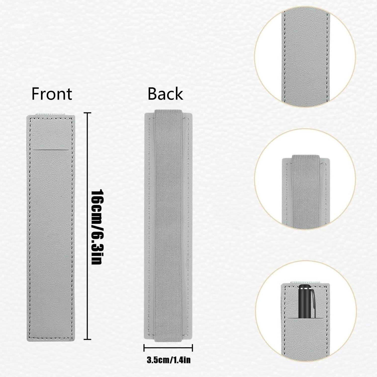 6 Pcs Pen Holder Pouch, PU Leather Pen Sleeve Pouch for Journals, Notebooks, Binders, Planners, Tablet, Office School Supplies, Outdoors Office (6 Colors) image number 4