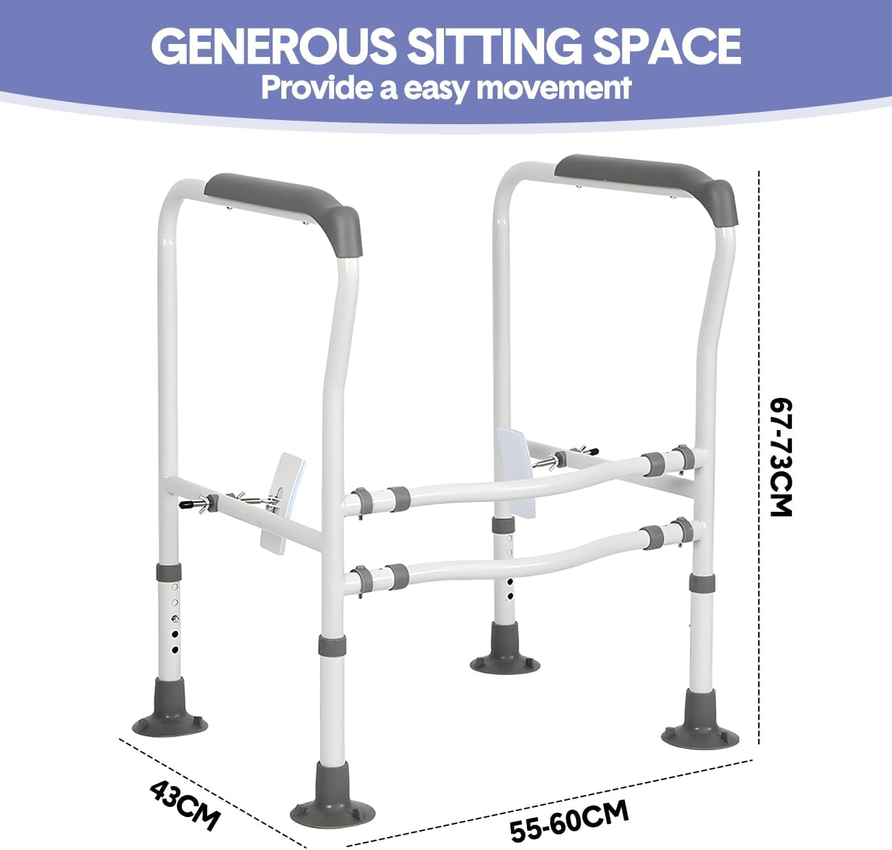 Toilet Safety Frame with Handrails, Height and Width Adjustable, Support Rails for Elderly, 300LB Capacity image number 1
