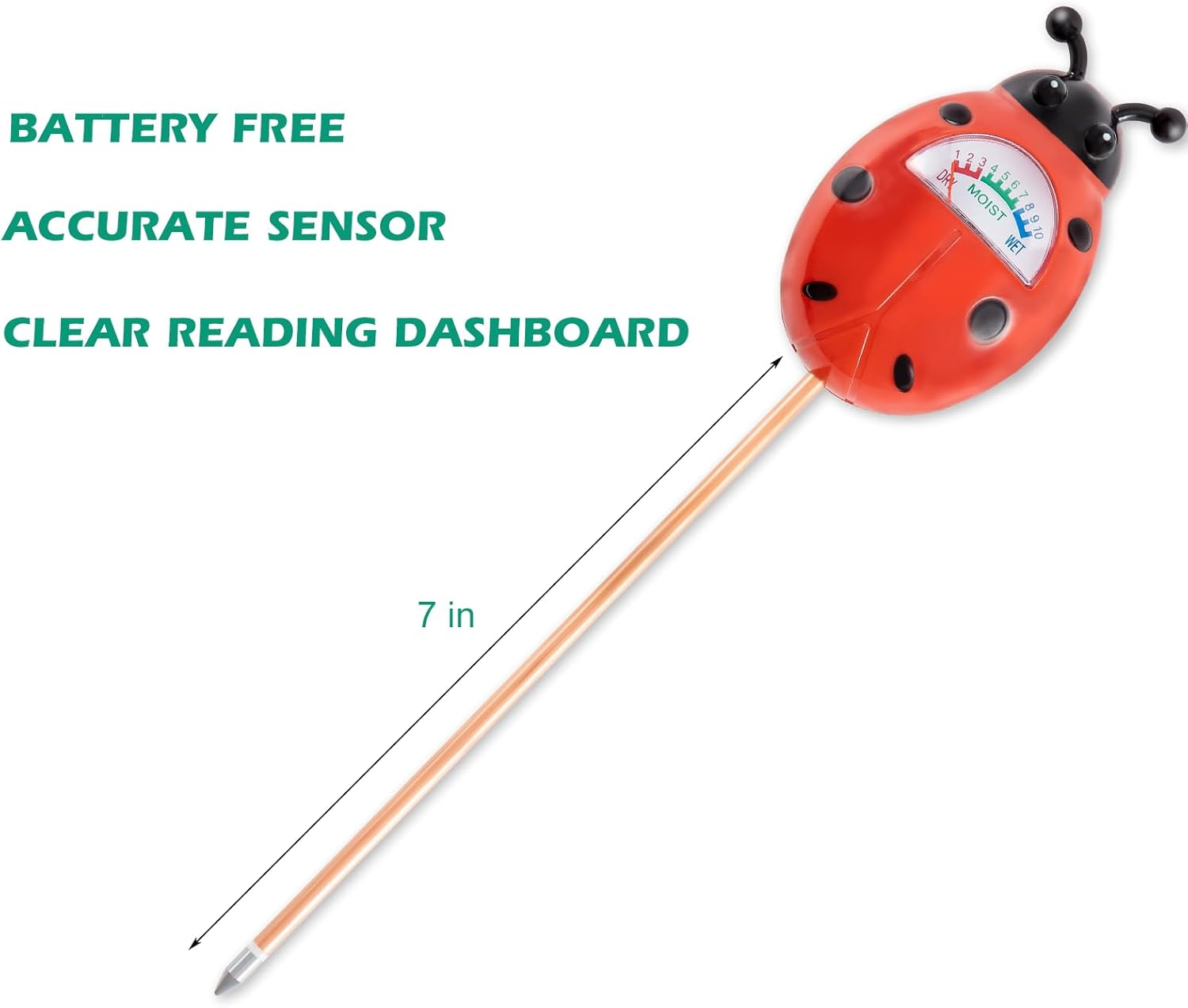 Tennedriv Green Soil Moisture Meter for House Plants, Plant Water Meter,Plant Moisture Meter for House Plants and Outdoor Plants, No Batteries Required - 1, Green image number 7