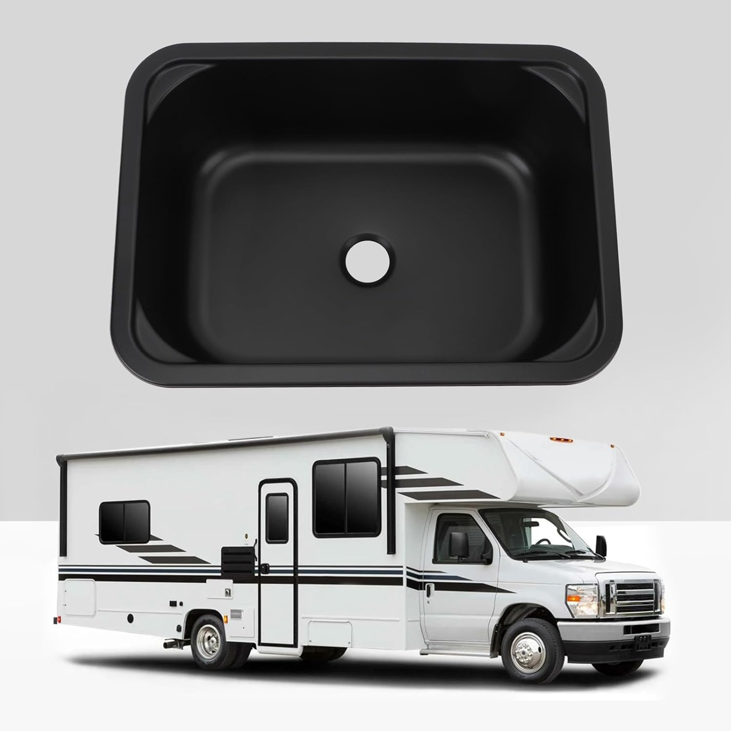 Jiawu RV Sink, Stainless Steel, Undermount, Single Bowl, 12L, 14.5In Mounting Hole image number 1