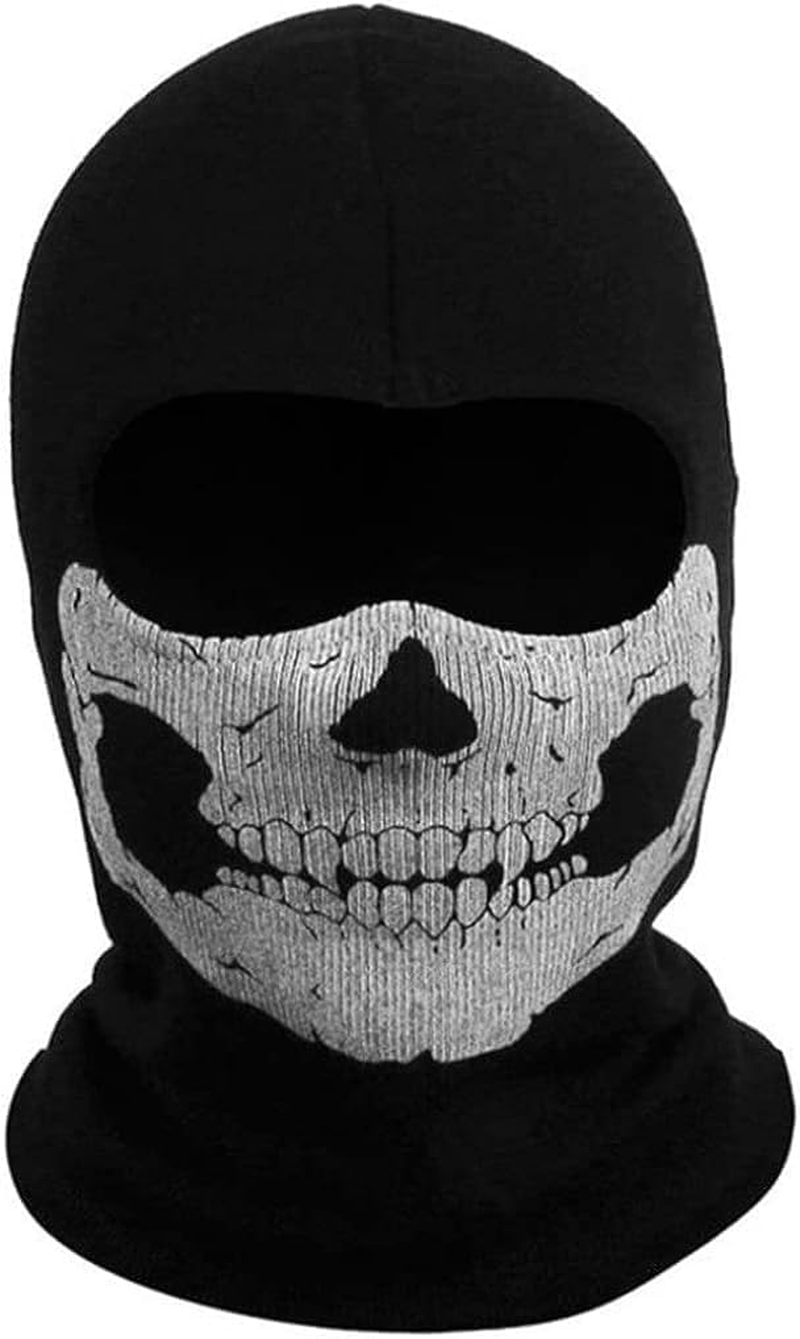 Unisex Ghost Print Balaclava Mask Ghosts Skull Full Face Mask Windproof Ski Mask Motorcycle Face Masks for Men Women Balaclavas Black image number 1