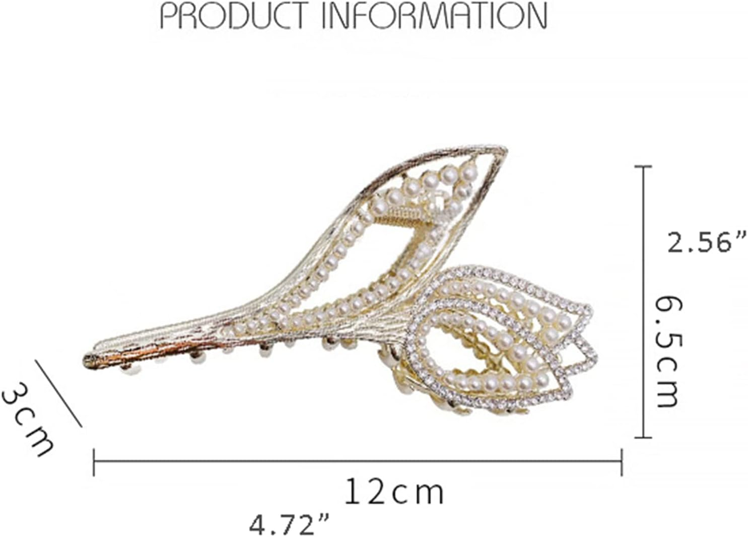 2022 Woman Hair Clips, Girls Women Hair Accessories, Tulip Pearl Hairpins, Strong Hold Claw Clips,Rhinestones Tulip image number 1