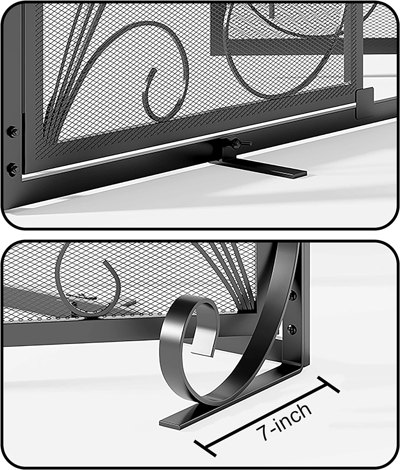 Fire Beauty Fireplace Screen with Doors, Handcrafted Solid Steel, Heavy Duty Metal Mesh, Powder Coat Finish, Spark Guard image number 2
