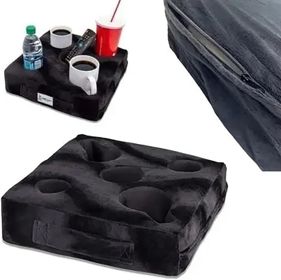 Couch and Bed Cup Holder &ndash; Black Sofa Tray for Drinks, Snacks, and Remote Controls image number 6