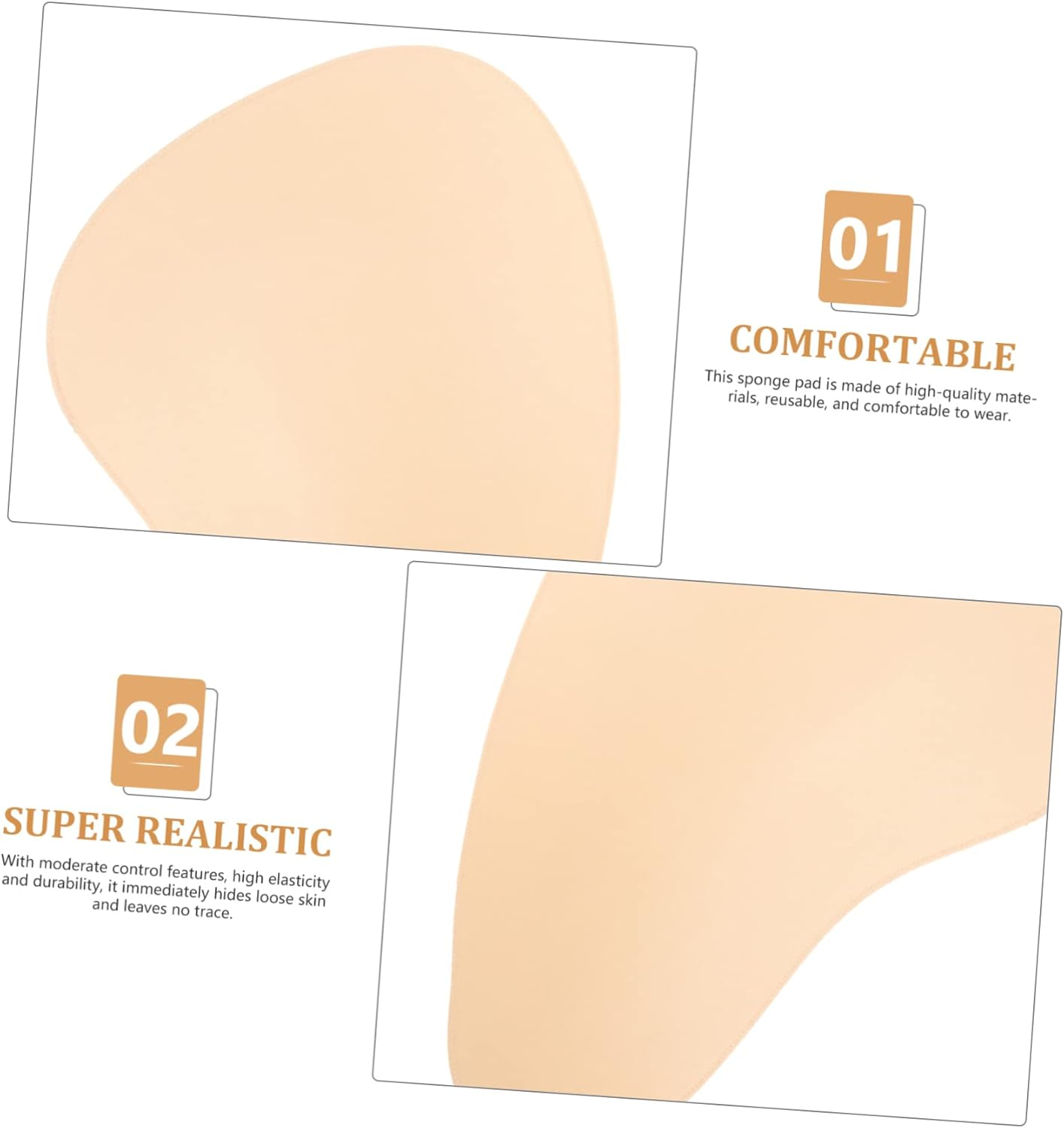 Reusable Hip Pads for Women Comfortable Butt Inserts of Hip Lifting Pads for Underwear Use Light Yellow image number 3