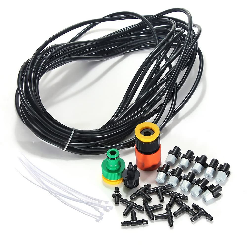 Tophomer Water Misting Kit, Mist Cooling System, Outdoor Garden Patio Greenhouse Micro Drip Irrigation Kit, 10M Misting Tube, 10Pcs Mist Nozzles image number 2