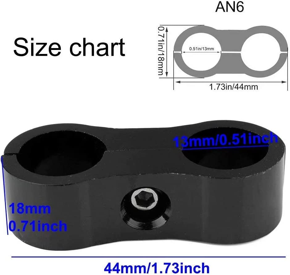 6PCS AN6 6AN Billet Aluminum Fuel Line Mounting Hose Separator Clamp for Fuel Line, Oil Hose, Brake Line, Water Pipe, Gas Line Black image number 2