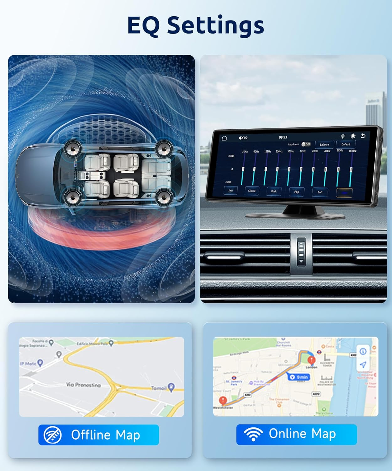 10.26 Inch Wireless Carplay Screen with Backup Camera Car Radio Android Auto Portable Carplay Screen,Rimoody Touchscreen Carplay Screen Bluetooth FM Transmitter Airplay Mirror Link Voice Control