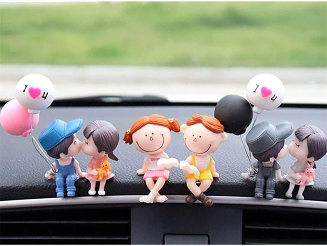 Car Decoration Cute Cartoon Couples,Action Figure Figurines Balloon Ornament,Lovely Couple Car Interior Accessories,Auto Interior Dashboard Accessories for Girls Boys Gifts (A with Balloon) image number 4