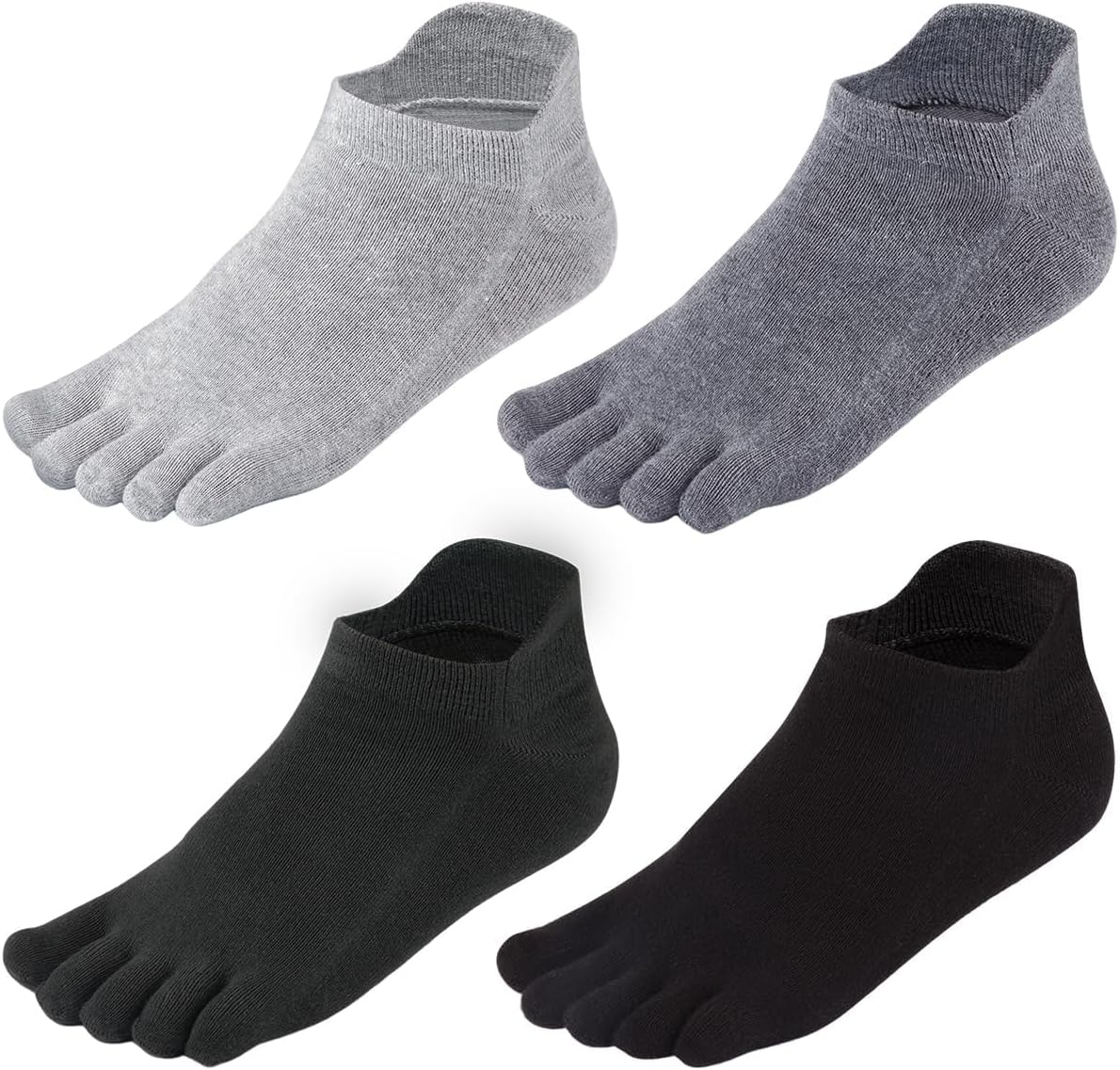 TCOTBE Toe Socks No Show Running Five Finger Crew Socks for Men 4 Pack