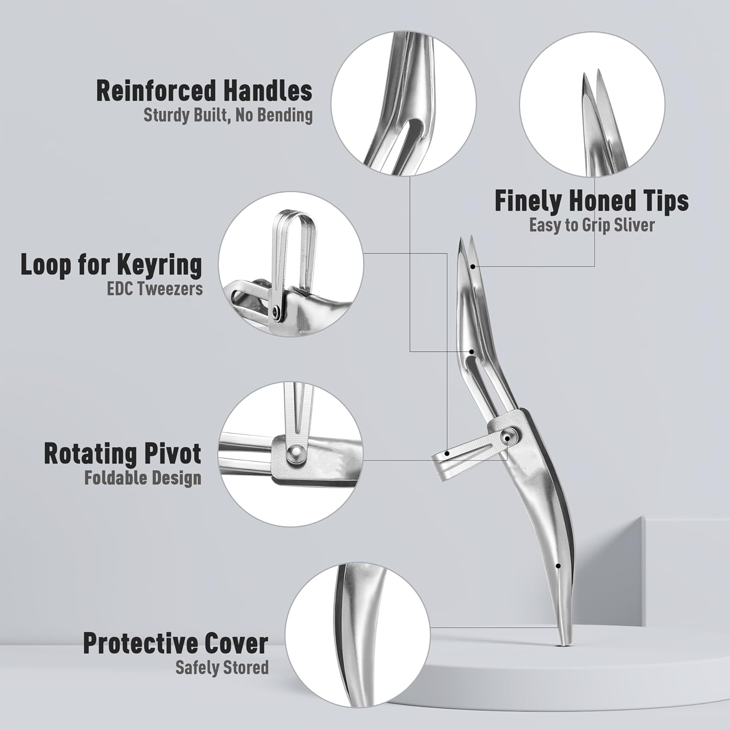 DUROX - Sharp Tweezer 3 Pc Set, Pointed Tweezers for Ingrown Hair Treatment, Needle Nose Tweezers to Remove Splinter Out. Safety round Tip Tweezers for Facial Hair Removal, Premium Pointy Tweezers image number 5