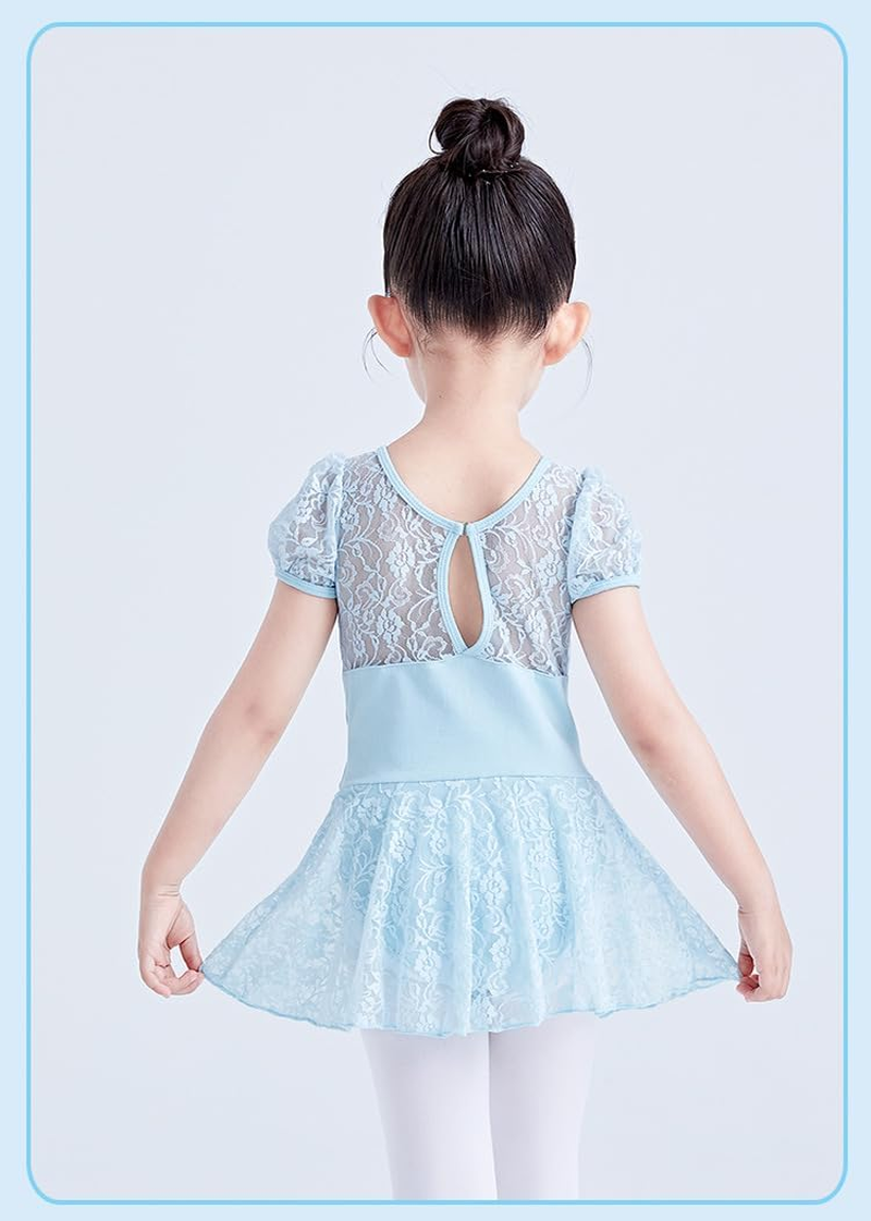 Girls Dance Ballet Leotard with Skirt,Big Girls Lace Sleeves Ballerina Dancewear image number 2