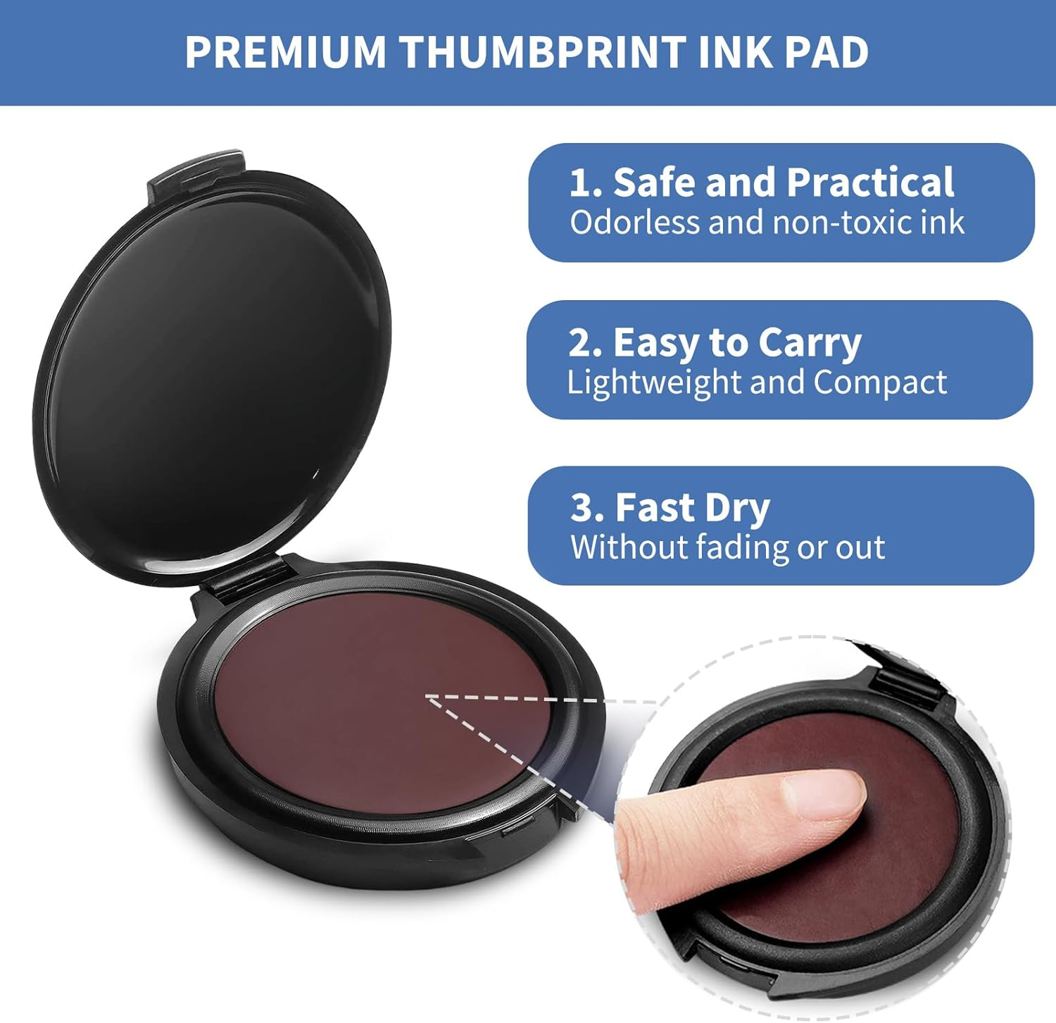 SAYEEC Fingerprint Ink Pad, Thumbprint Ink Pad for Office Notary Supplies Identification Security ID Fingerprint Cards, Law Enforcement Fingerprint Kit Thumb Print Ink Pad Stamp Pad (Red-4 Pack) image number 2