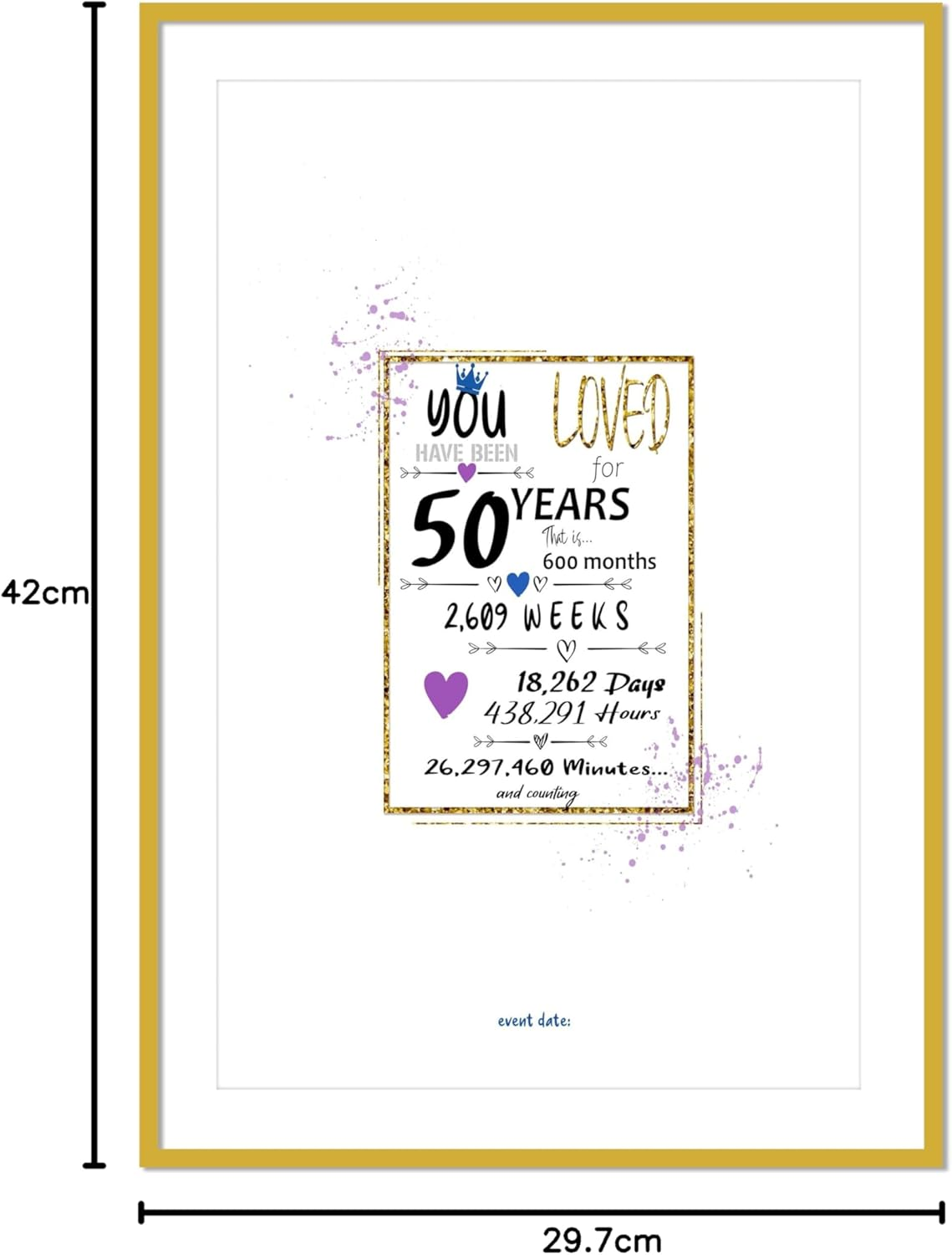 50Th Birthday Party Guest Book Poster - Table Centerpiece Decoration Banner for Women or Men Turning 50 Year Old - Sweet Guest Book Alternative - Size A3 Art Anniversary Keepsake Sign for Wishes image number 2
