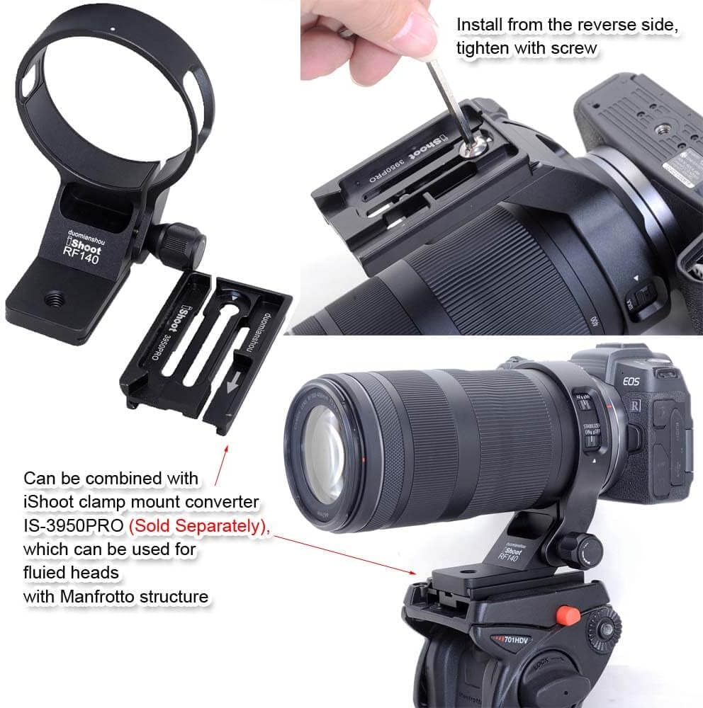Ishoot Metal Lens Collar Tripod Mount Ring Compatible with Canon RF 100-400Mm F/5.6-8 Is USM, Lens Support Holder Bracket Bottom Is Arca-Swiss Fit Quick Release Plate Dovetail Groove image number 2