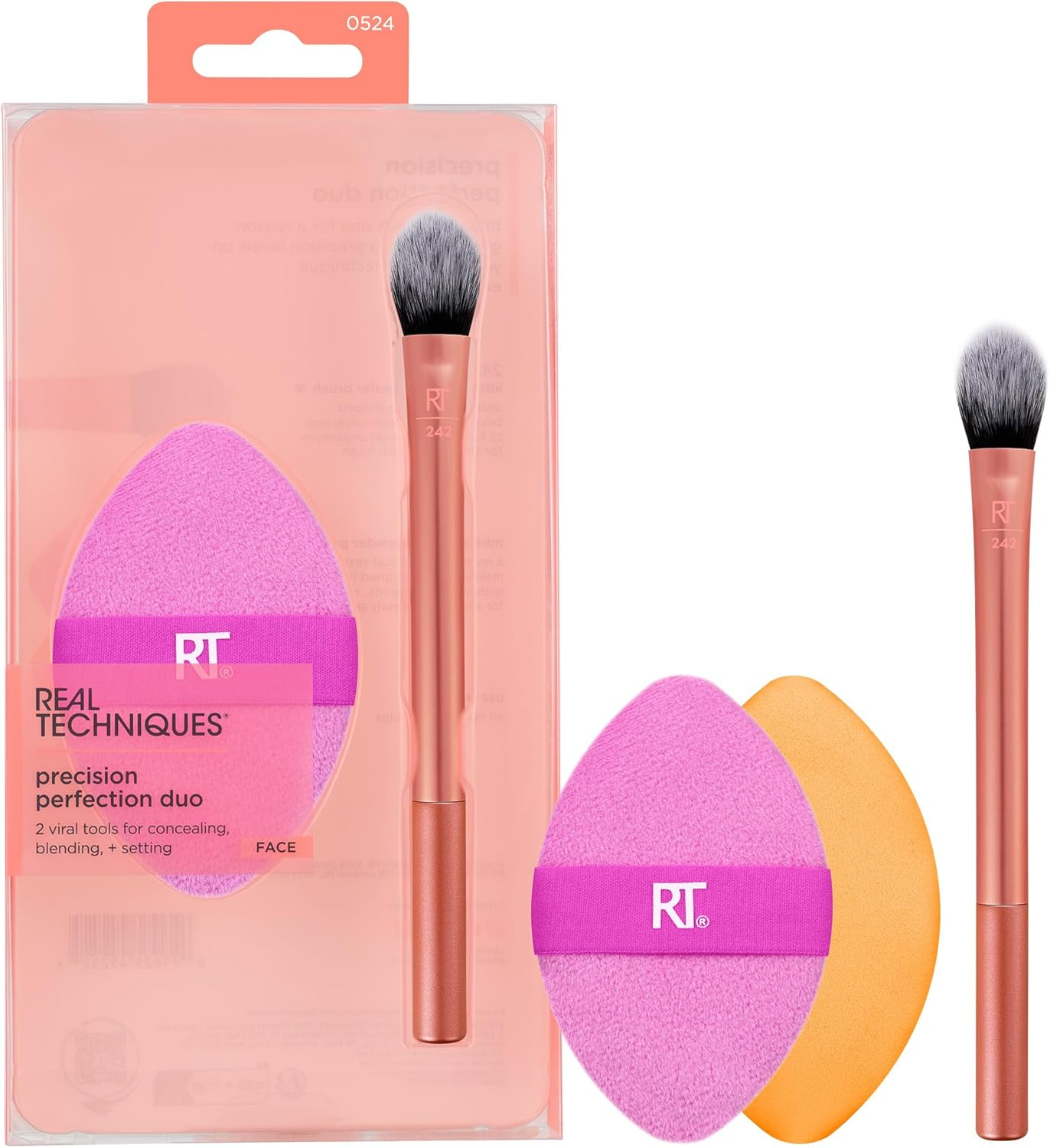 Real Techniques 10052400 Precision Perfection Duo Makeup Brush and Sponge image number 3