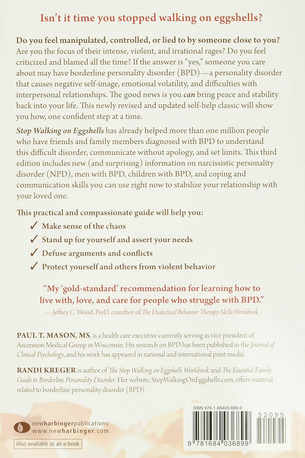 Stop Walking on Eggshells: Taking Your Life Back When Someone You Care about Has Borderline Personality Disorder image number 6