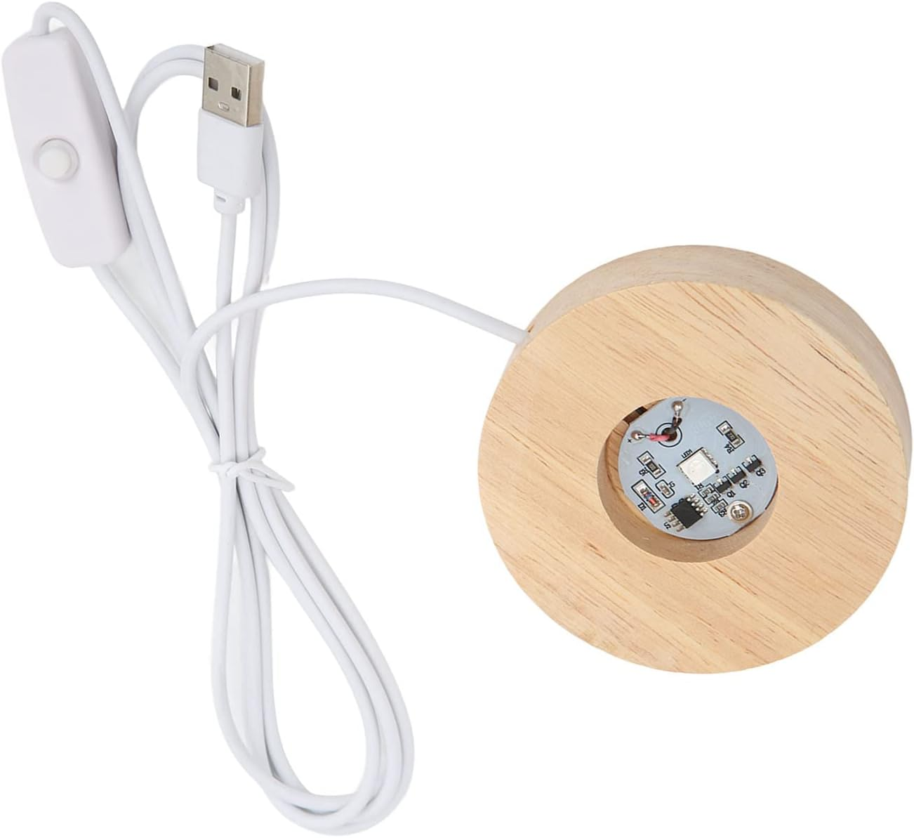 LED Light Base Display Base, USB Interface Wood Lighted Display Stand, 5V round 0.8In USB Light Table Light Base Wood Display Lamp for Home (Colorful Base) - Colorful Base image number 5