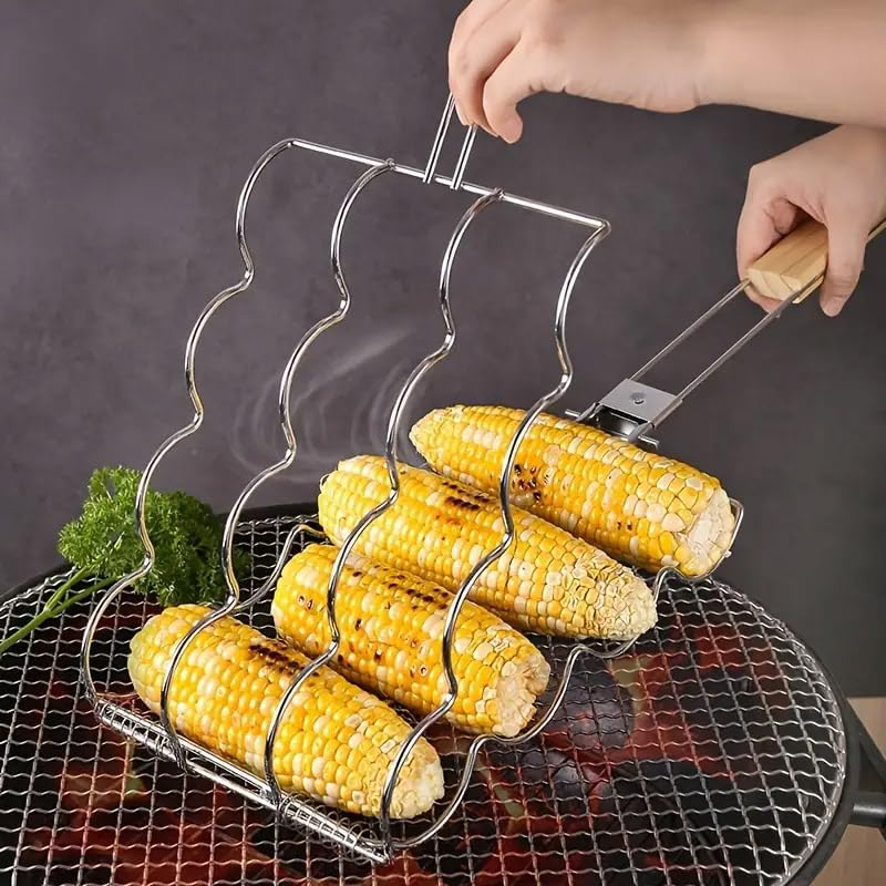 AIMALL Electroplated Folding Corn Grill Clip, Anti-Scald Handle BBQ Tool for Outdoor Cooking, Household Corn Holder image number 3