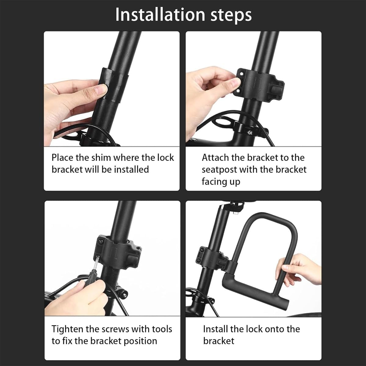 AIMALL Heavy Duty Bicycle U Lock Anti-Theft Zinc Alloy Core with PVC Coating, A3 Steel Body, 6.29X7.59In Security Lock for Bike, E-Bike, Scooter, Gate image number 5