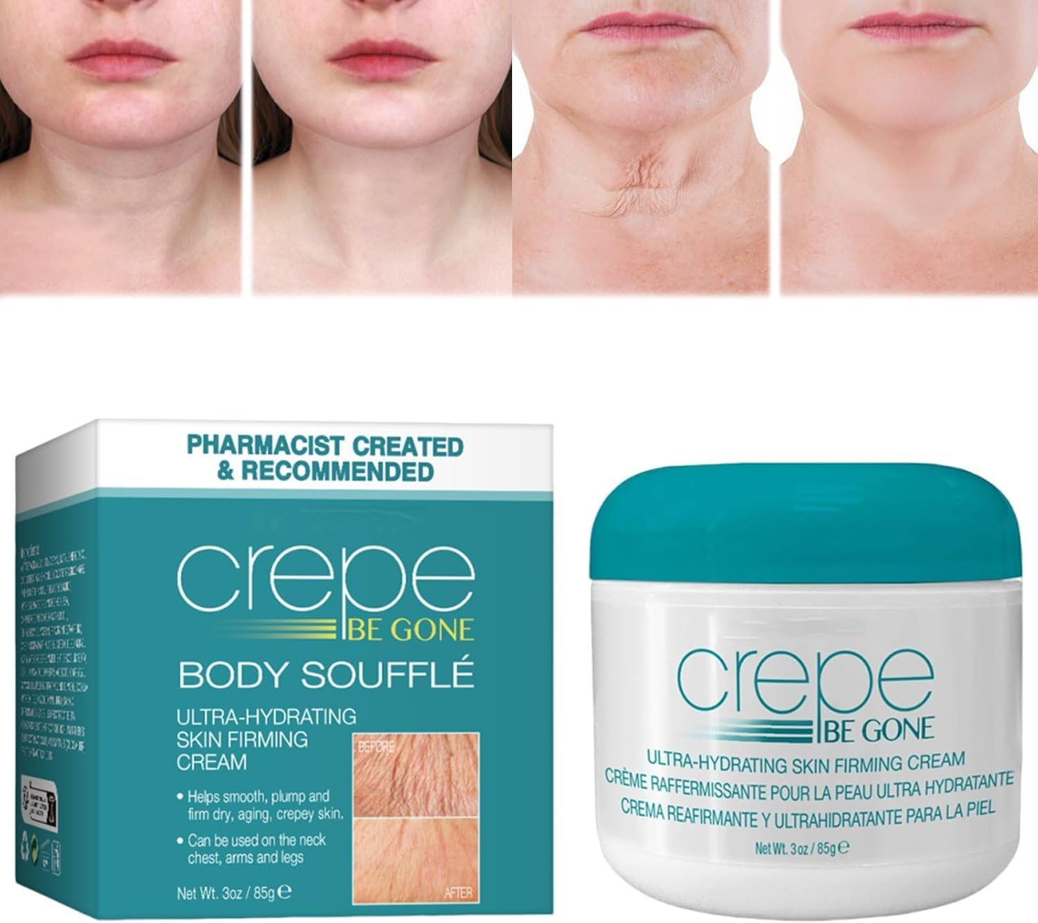 Crepe Be Gone Body Souffle,Ultra Hydrating Crepe Skin Firming Cream for Neck,Chest, Arms & Legs,3 Ounce,1Pcs image number 3