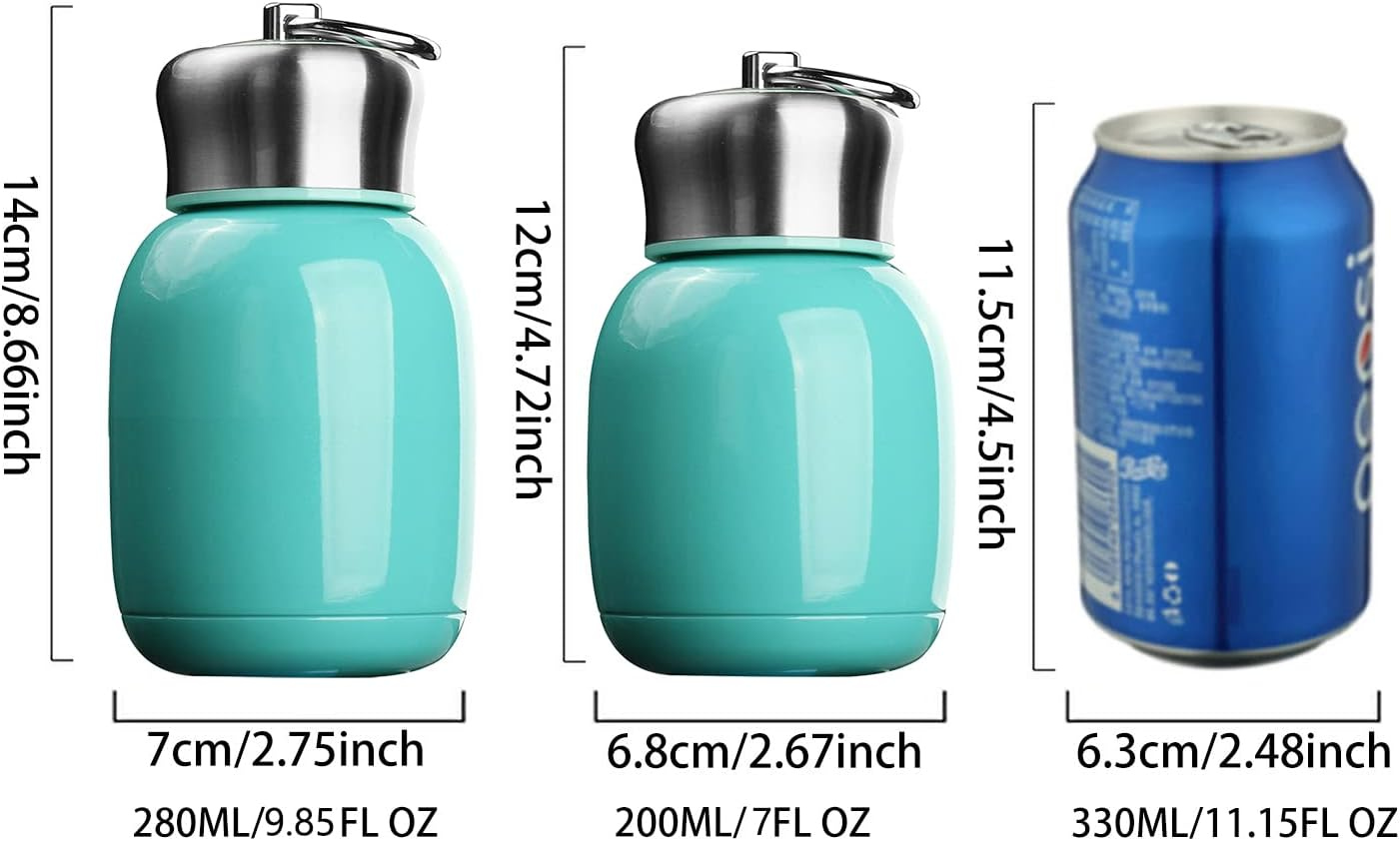 7Oz/200Ml Small Mini Vacuum Insulated Water Bottle Portable Leakproof Travel Mug Stainless Steel Cold and Hot Thermal Flask for Kids Children Women School Office Lunch Coffee Milk Tea (Teal) - Original Color image number 5