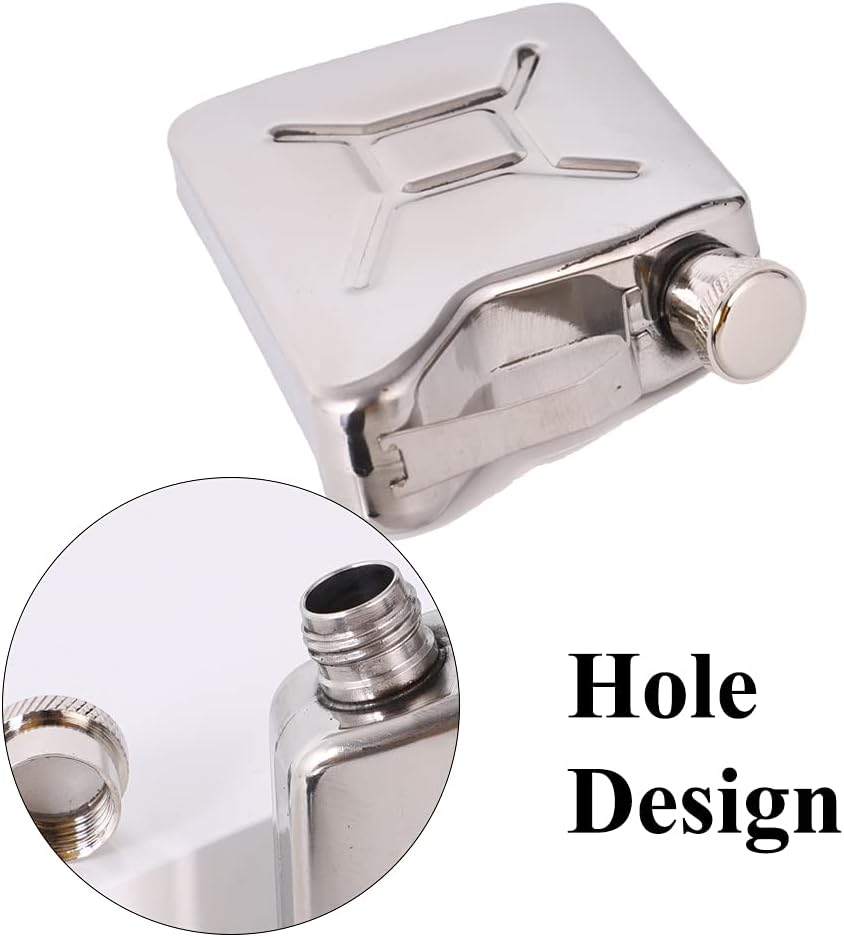 5Oz Stainless Steel Oil Jerry Can Liquor Hip Flask Pocket Whiskey Flask Flagon for Men Climbing Bar Party Drinker image number 4