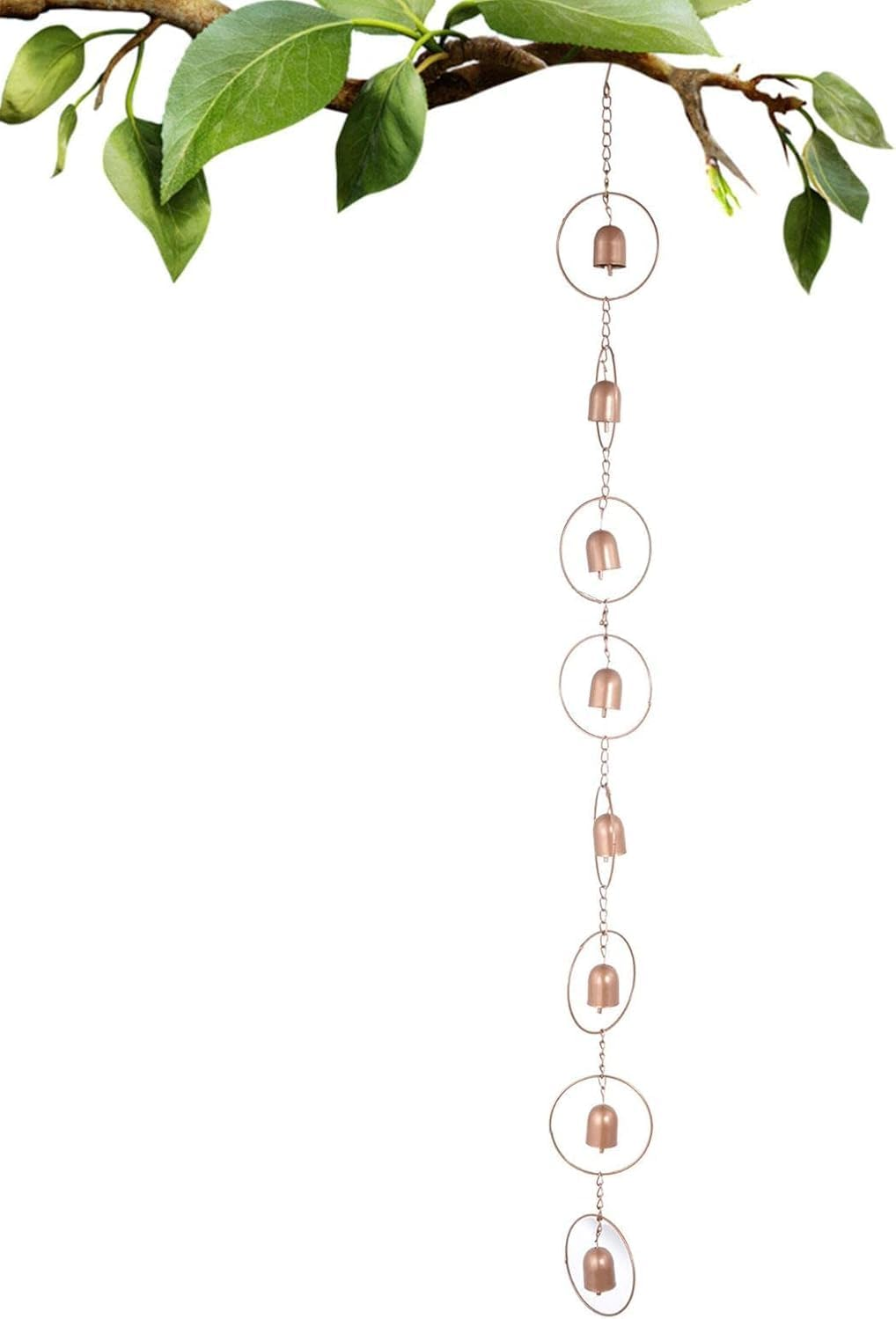 Liyquint Hanging Rain Chime, Gutter Rain Chains,Rain Catcher Chain,Sturdy Reliable Metal Beautiful Sound Decorative Bell Shaped Rain Chain for Gutter Drainage and Outdoor Ambiance
