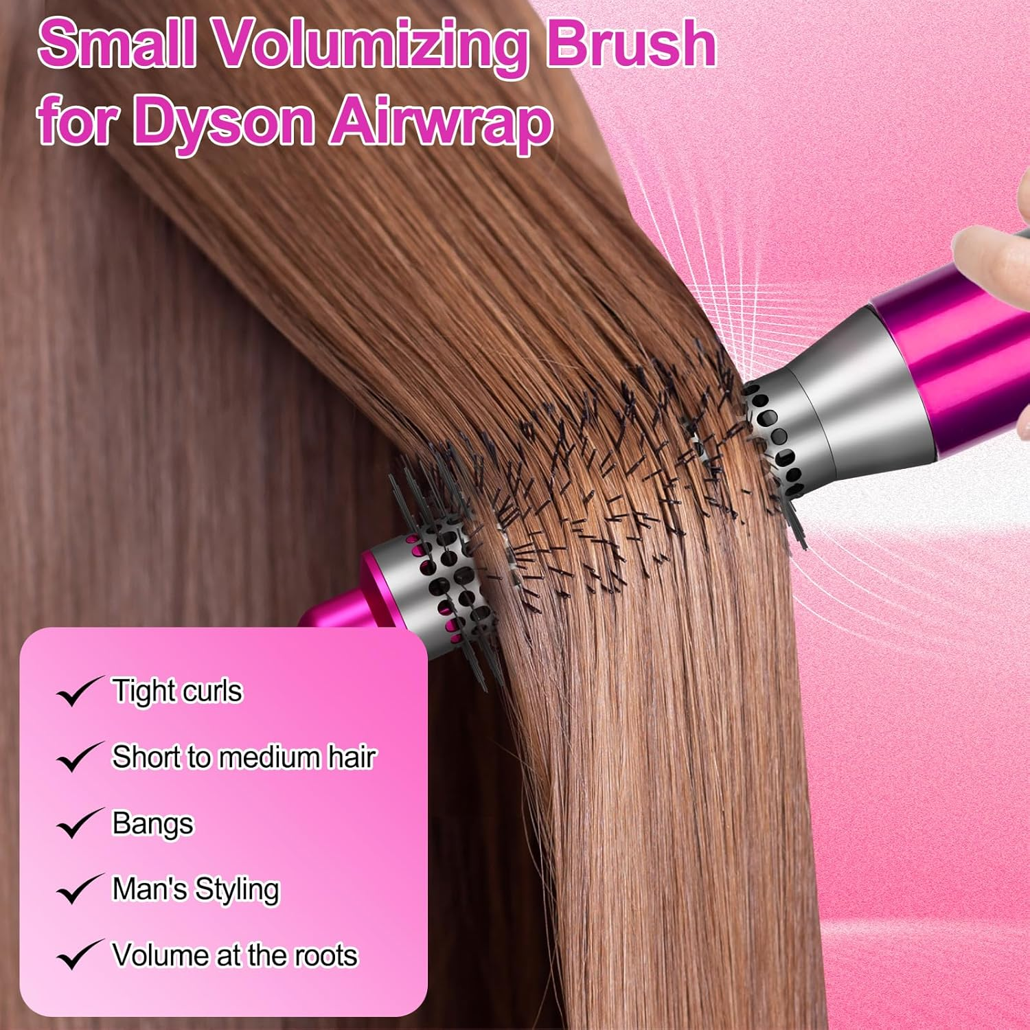 ZEPHBLOW Small round Volumizng Brush for Dyson Airwrap, 20MM Smaller round Brush Compatible with Airwrap Styler for Adds Hair Body Shape Volume, Hair Volumizing Attachment Replacemet for NO.971893-01 image number 5