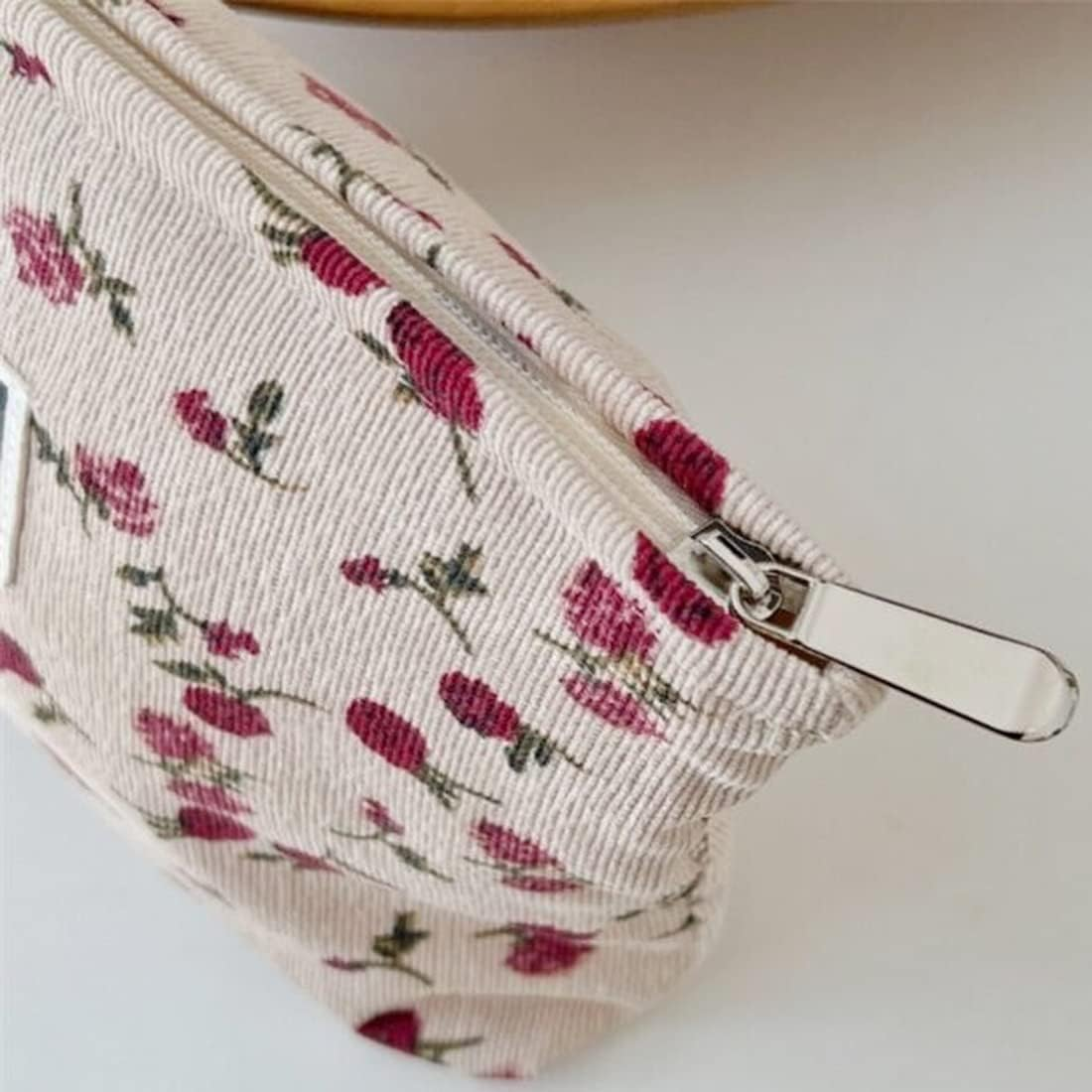 Cosmetic Bags for Women Makeup Bag Large Capacity Purse Travel Bags for Cosmetics Zipper Storage Pouch Make up Organizer for Women and Girls Gifts, Beige, Rose image number 6