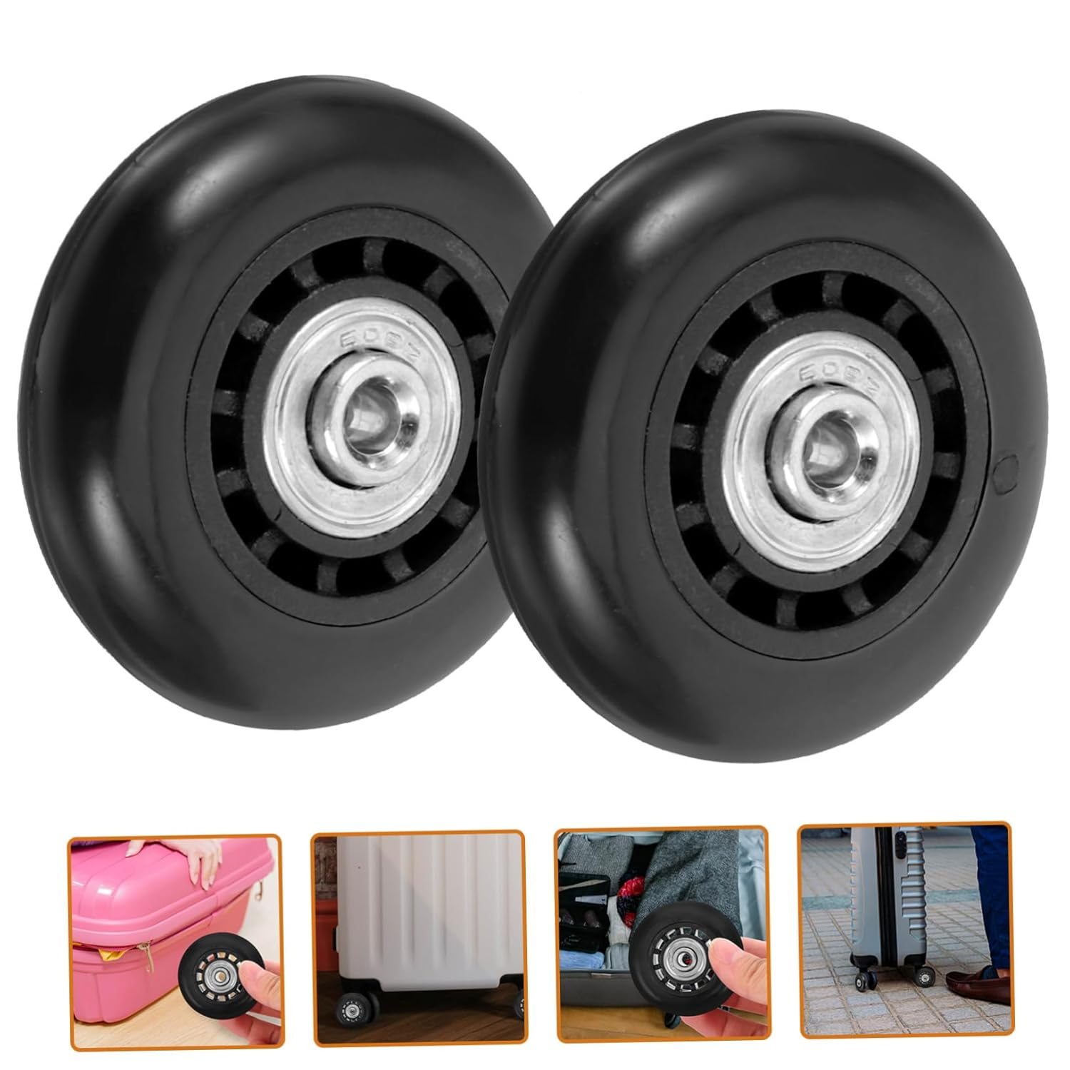 ULTECHNOVO 2Pcs Luggage Wheels Replacement Kit Metal Bearing Swivel Caster 60X23Mm Universal Suitcase Travel Wheel Repair Accessories image number 6