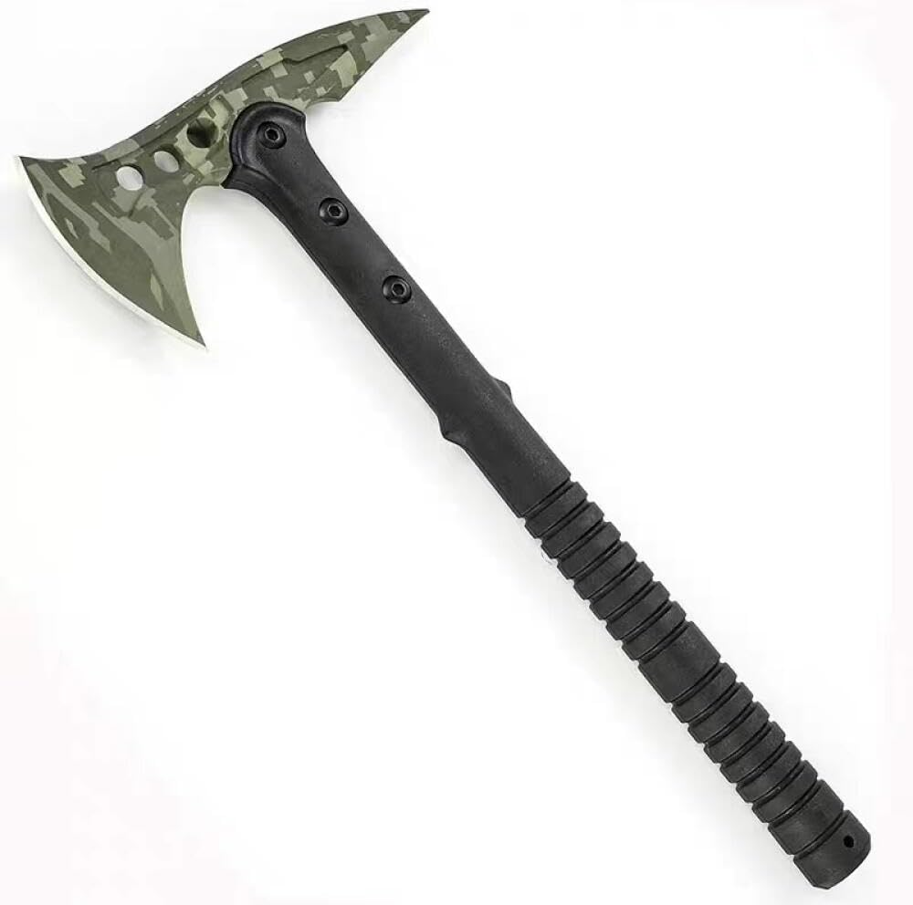 Tactical Tomahawk- Hatchet, Versatile Survival Tactical Axe and Emergency Breaching Tool with Spike for Outdoor Survival Hiking Camping with Non-Slip Handle and Sheath (Camouflage) image number 4
