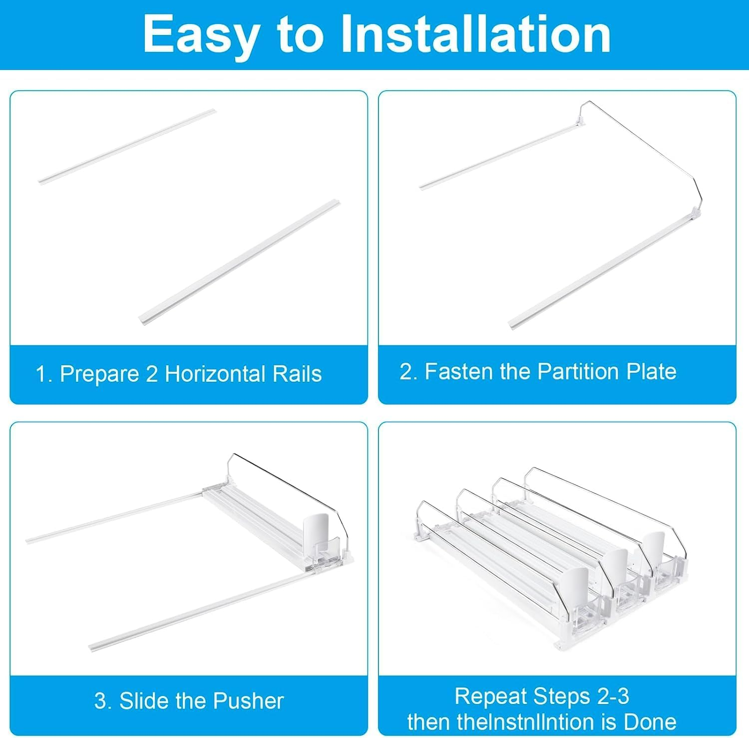 Can Dispenser for Refrigerator - Automatic Pusher Glide, Fridge Bottle Rack Drink Organizer, Self-Pushing Width Adjustable Beverage Storage Holds up to 10-15 Cans (M) image number 4