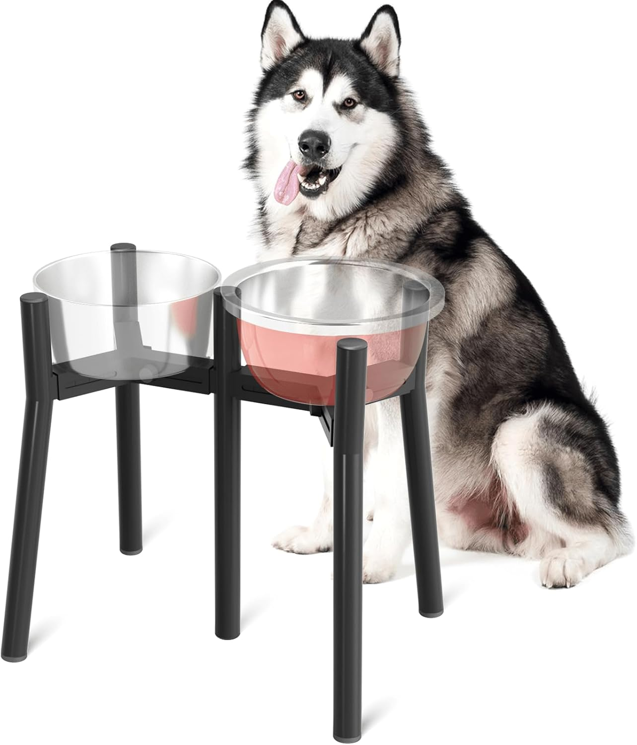 SHAINFUN Dog Bowl Stand for Large Dogs, Adjustable Width Tall Elevated Dog Bowls for 7-10.6" Bowls, Dog Food Water Stand Feeder, Metal Single Raised Dog Bowl Holder,11" Tall(Bowl Not Included)