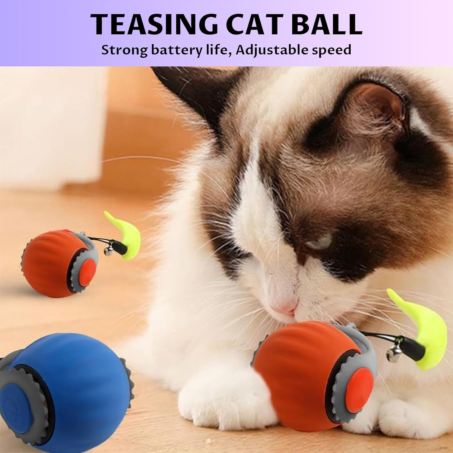 Velmoriah 2-Pack Speedy 3.0 Tail Cat Toy, 2025 Upgrade Smart Interactive Cat Toy Balls with 2 Speed, Cat Chase Toy for Cats, Dogs image number 4