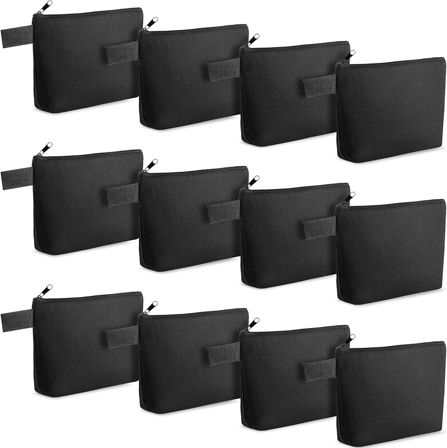 Weewooday 12 Pieces Blank Canvas Makeup Bags with Bottom Handle Bulk Sublimation Zipper Pouch Canvas Cosmetic Bags for Valentines Women Student DIY Craft Travel Toiletry Pencil, White, Practical