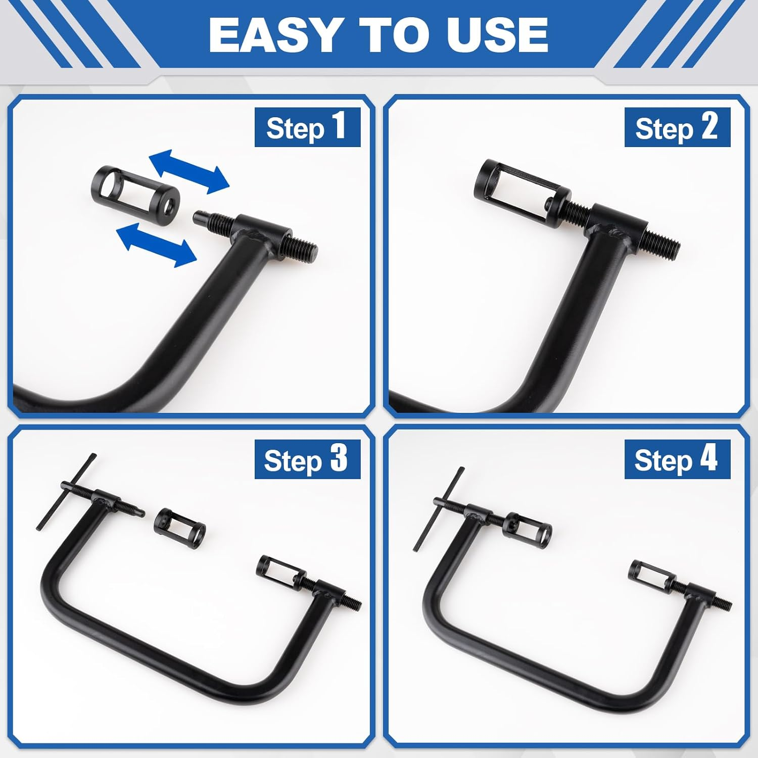 Loksun Valve Spring Compressor, 10Pcs Valve Spring Removal Tool with Solid C Clamp, 5Pcs Collet Pusher Adapters for Motorcycle, Car, Small Engine Vehicle Equipment image number 3