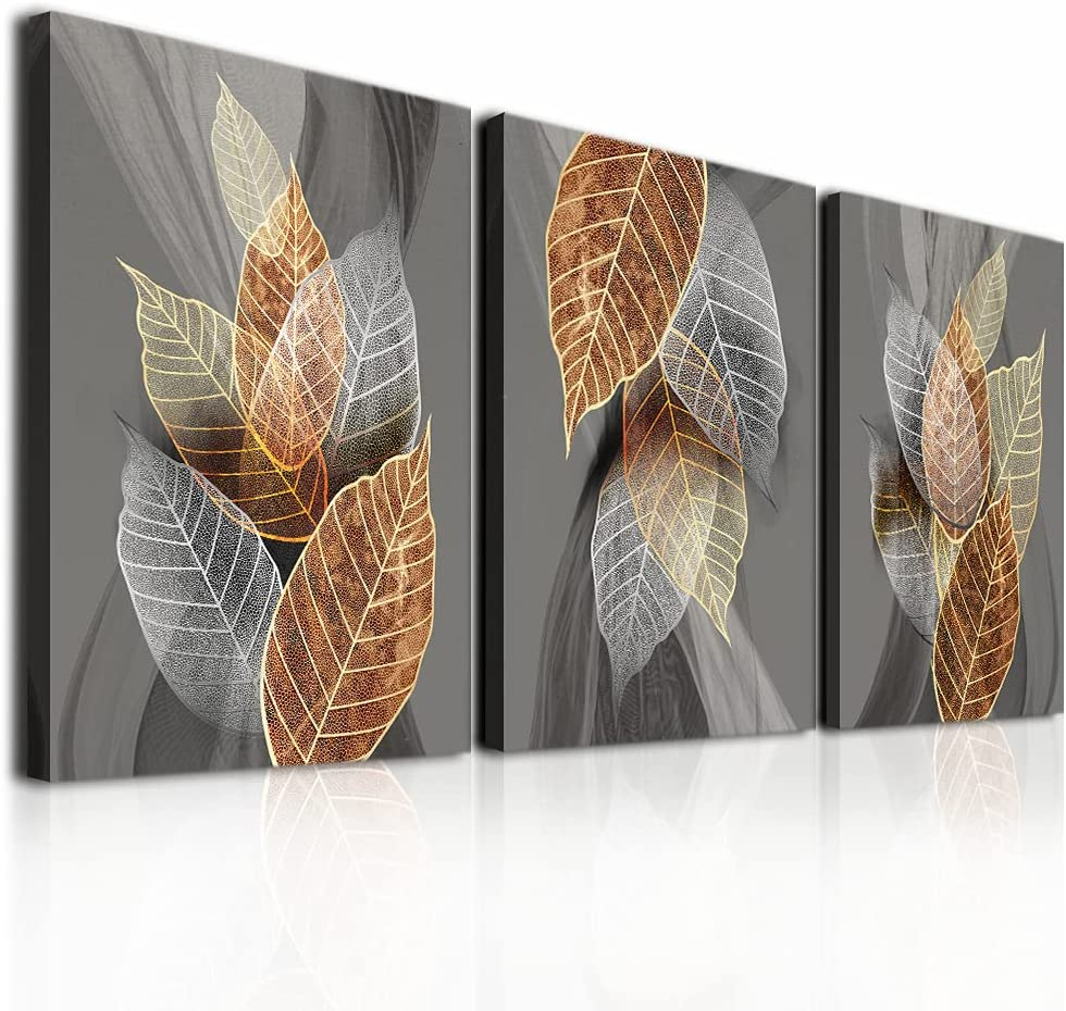 Canvas Wall Art for Living Room Family Wall Decorations for Kitchen Modern Bathroom Wall Decor Black Paintings Abstract Leaves Pictures Artwork Inspirational Canvas Art Bedroom Home Decor 3 Pieces