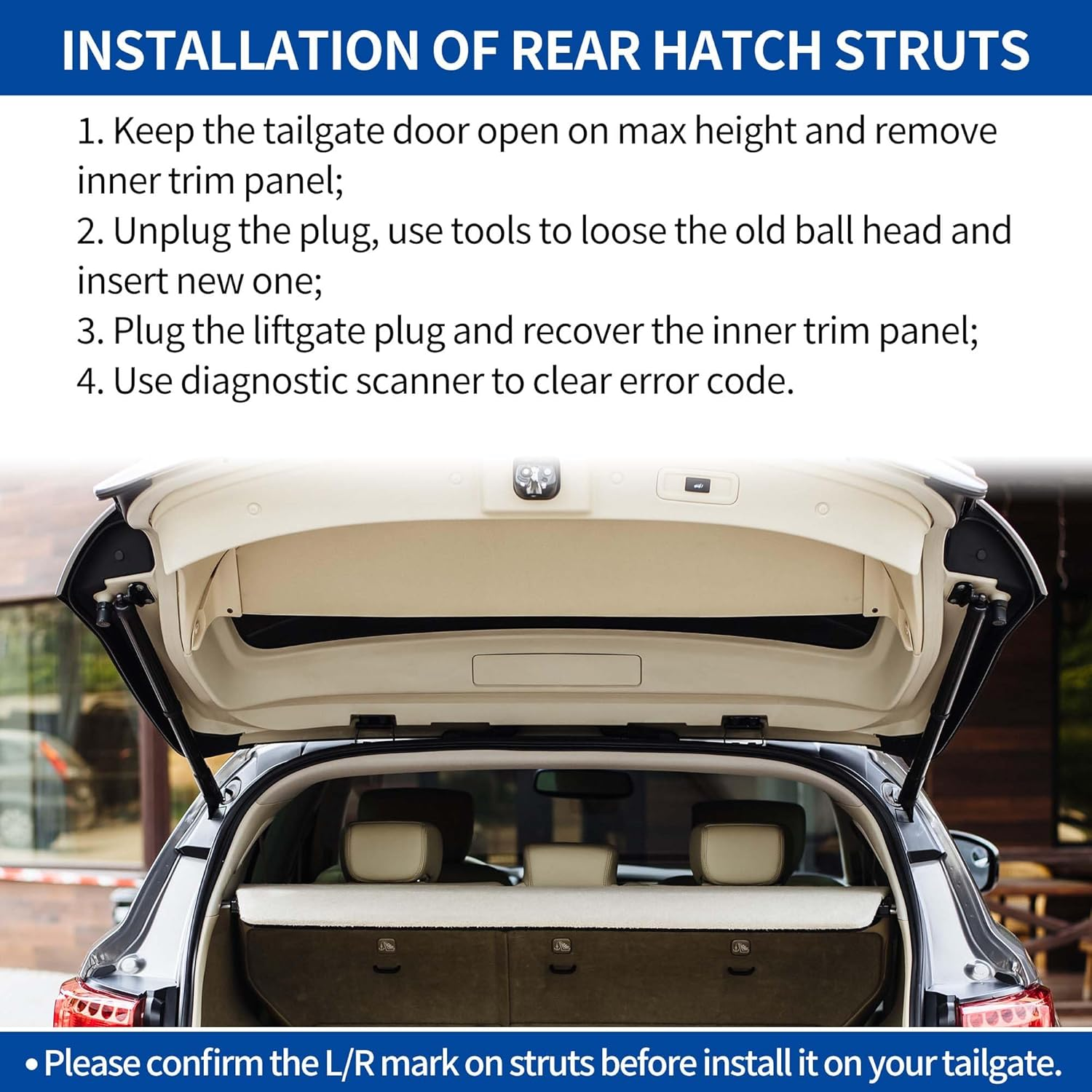 X AUTOHAUX Rear Left Tailgate Power Lift Support for Jeep Grand Cherokee WK2 2011-2022 Liftgate Power Hatch Shock Strut No.55399277Ad Electric Trunk Power Liftgate image number 5