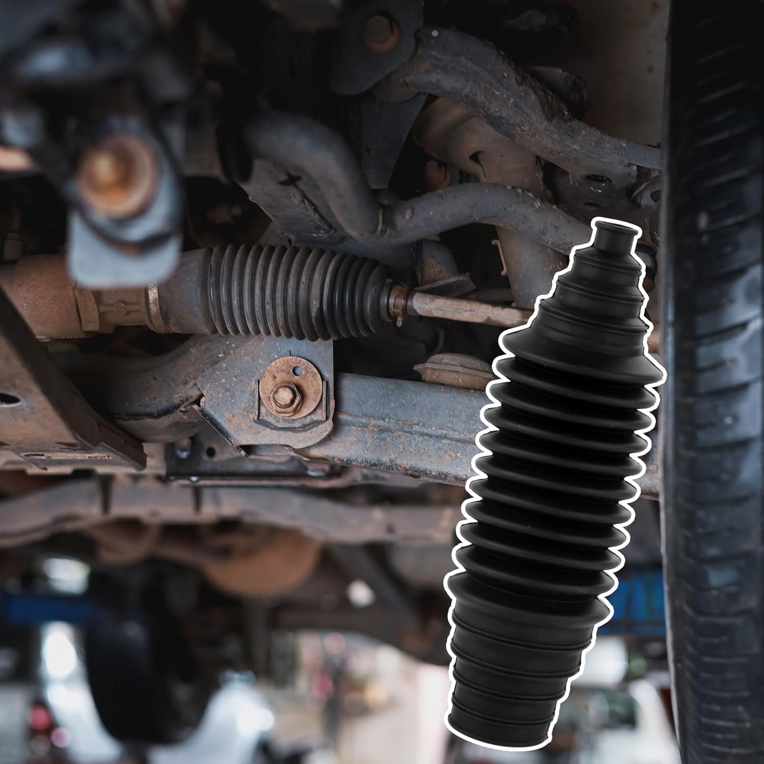 Inner Tie Rod Boot Kit, 8.66X2.36X2.36In Silicone Steering Rack Boot Tool Dust-Proof Car Rack and Pinion Boot Waterproof Inner Tie Rod Bellow Boot Car Accessories(Black)