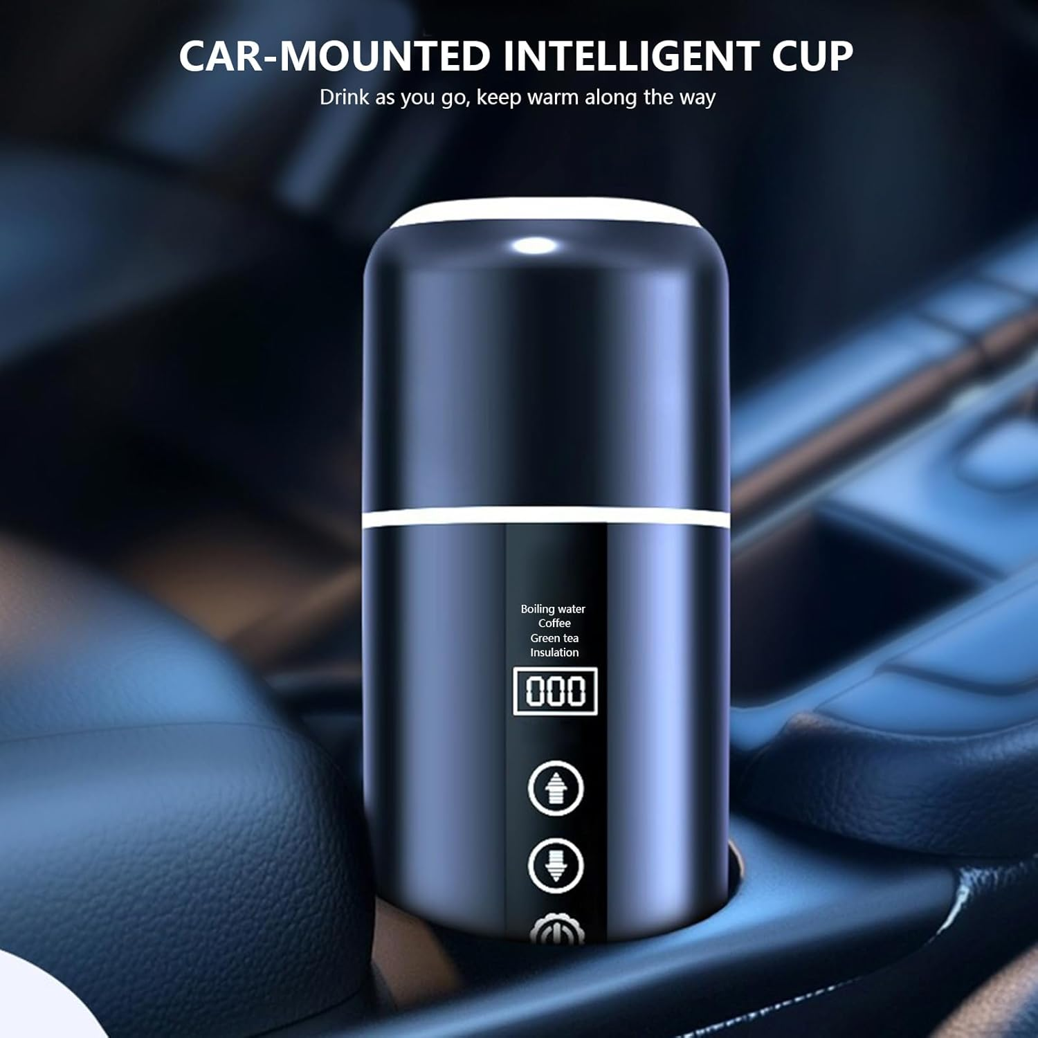 1. Portable USB Car Kettle 12V/24V 500Ml Fast Heating Cup for Coffee Tea Travel & Road Trips Travel Heating Cup with USB for Coffee & Tisane - White image number 3