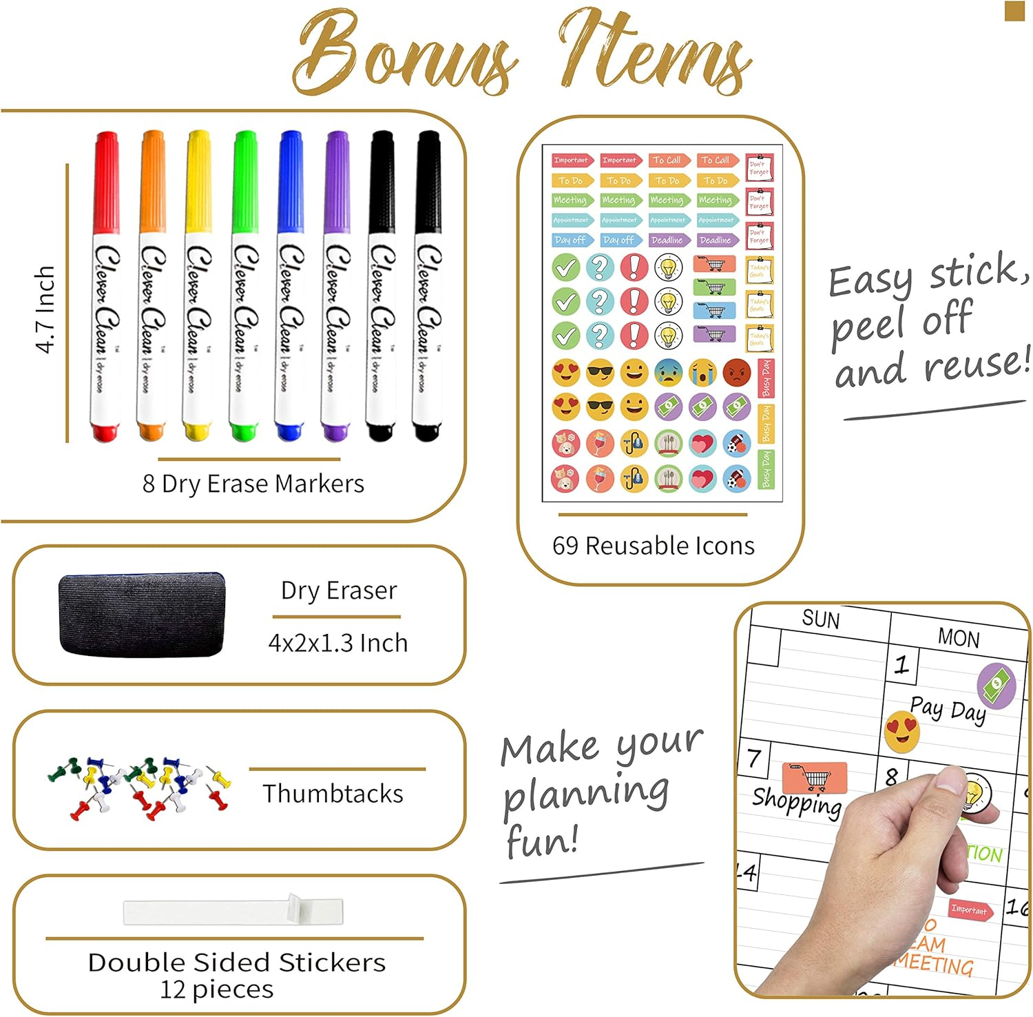 Large Reusable Dry Erase Wall Calendar - 36"X96" 2019-2020 Undated Yearly Planner for Home, Office, School Projects - Jumbo Laminated Task Organizer 36"X96" image number 6