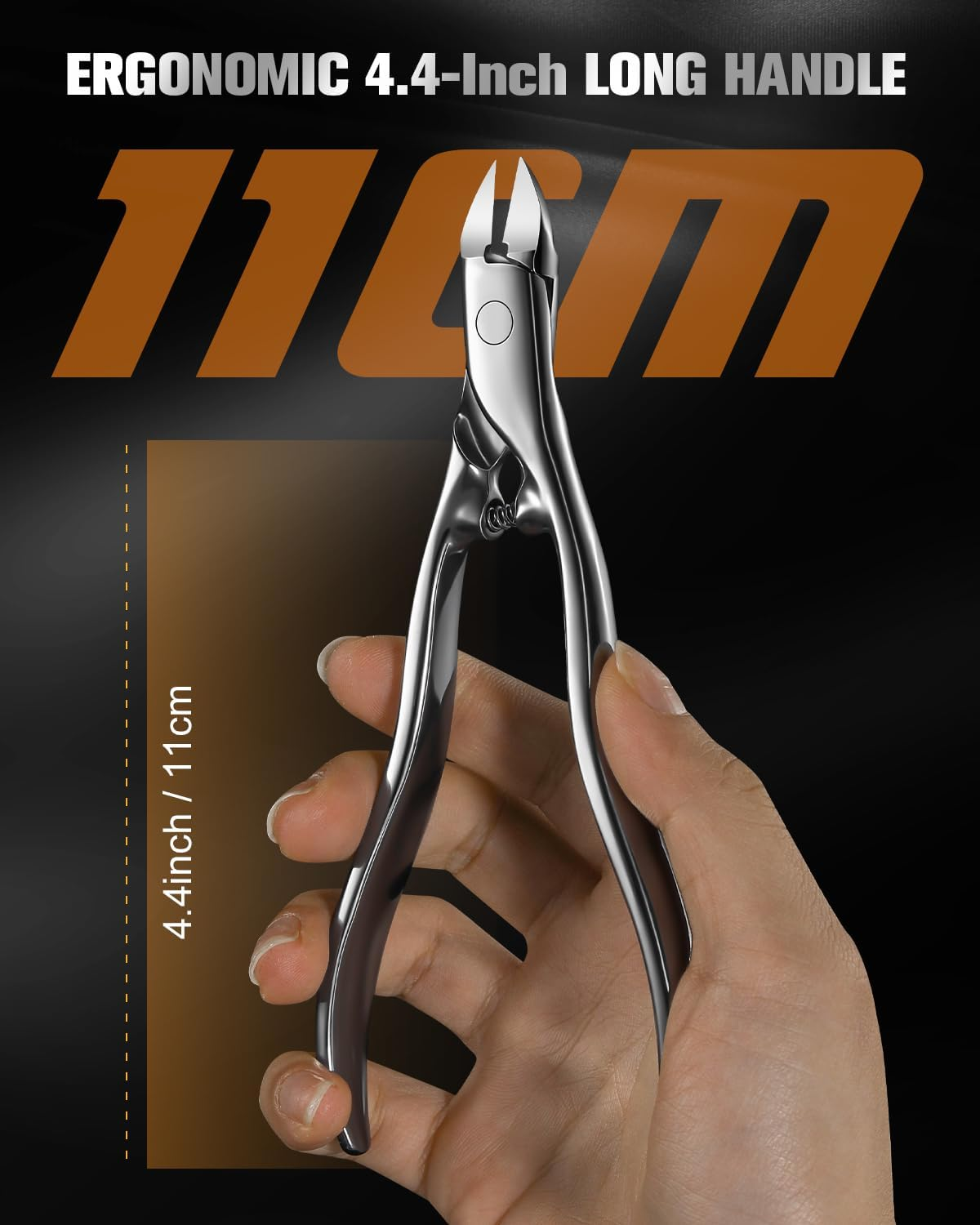 FERYES Podiatrist Straight Blade Toenail Clippers for Seniors - 4.4Inch Stainless Steel Long Handle Toe Nail Clippers, Precision Trimming for Thick & Ingrown Nails image number 6