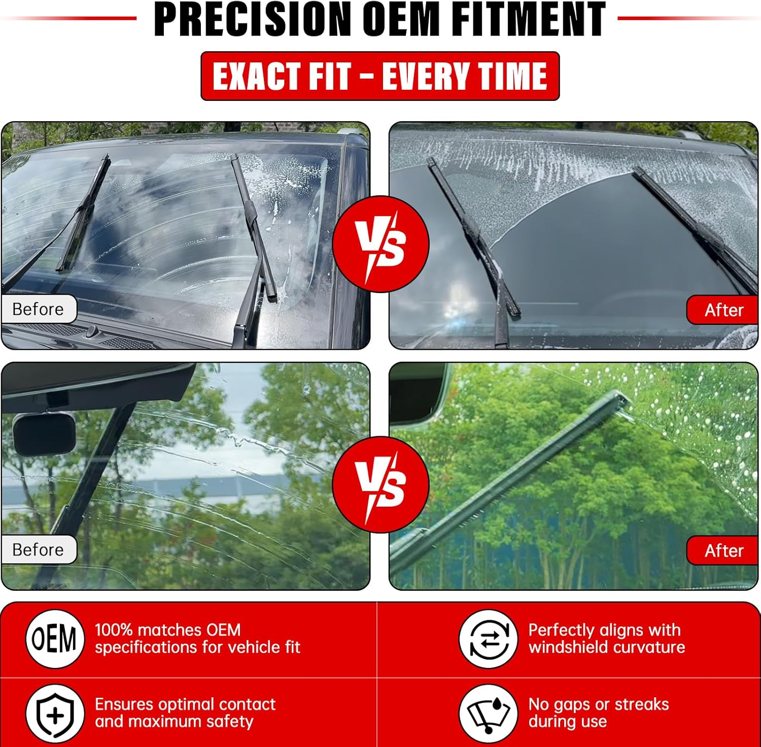 Windshield Wiper Blade Set Replacement for 2012-2016 Honda CRV CR-V and Rear Windshield Wiper Blade 26'' 16'' 13''-(Set of 3) U/J Hook image number 6